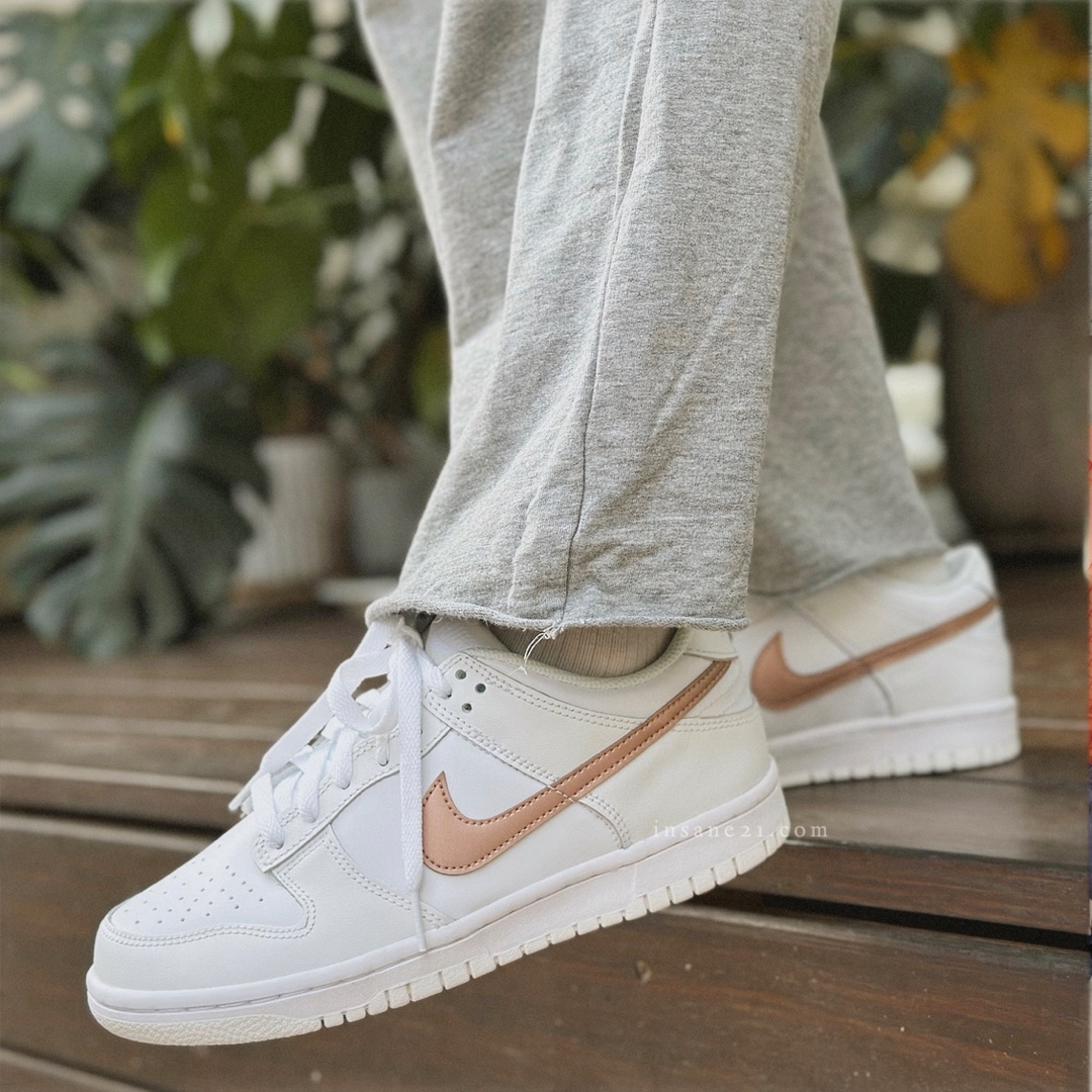 NIKE DUNK LOW WHITE PINK 大童 白玫瑰金 金勾 白色 女鞋 DH9765-100