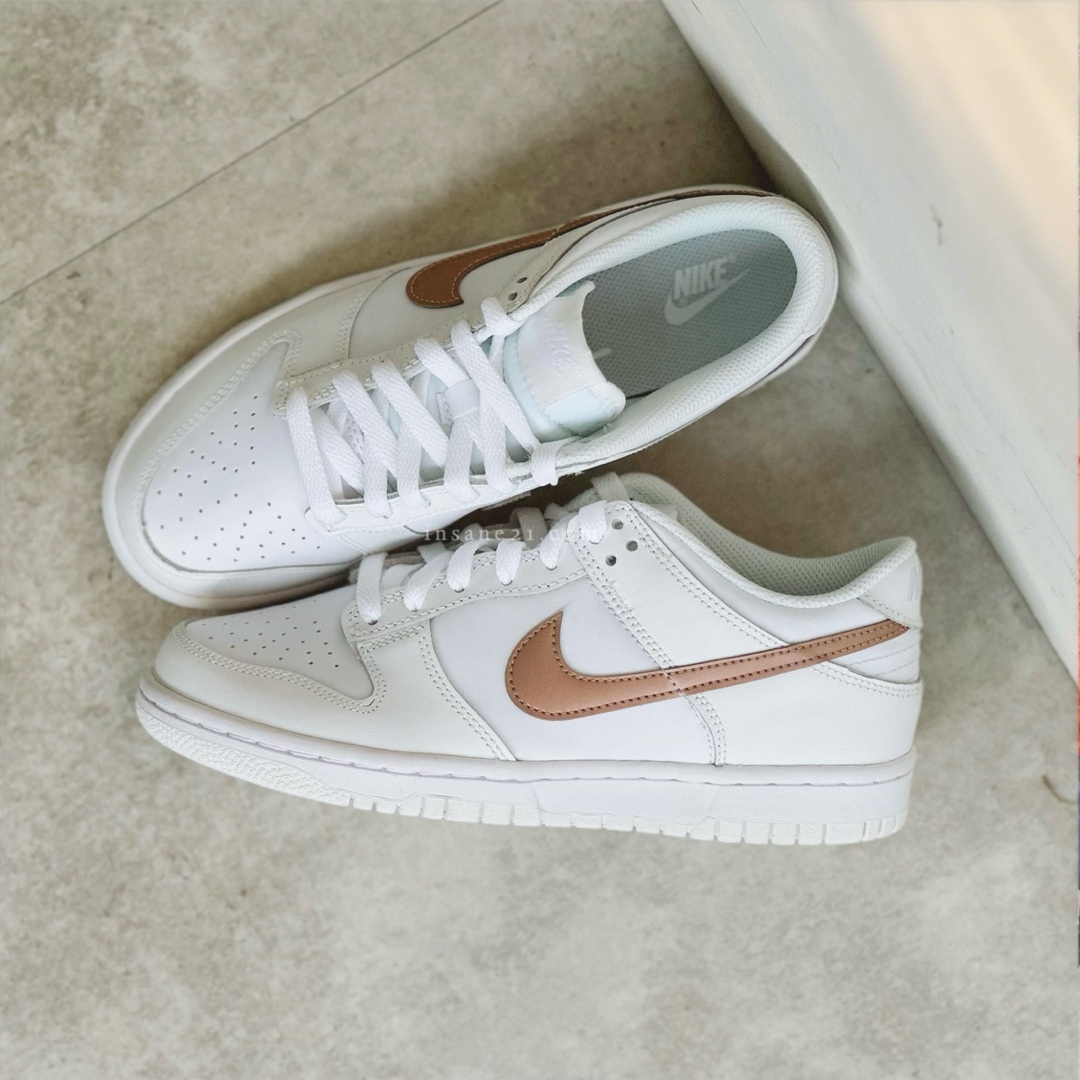 NIKE DUNK LOW WHITE PINK 大童 白玫瑰金 金勾 白色 女鞋 DH9765-100