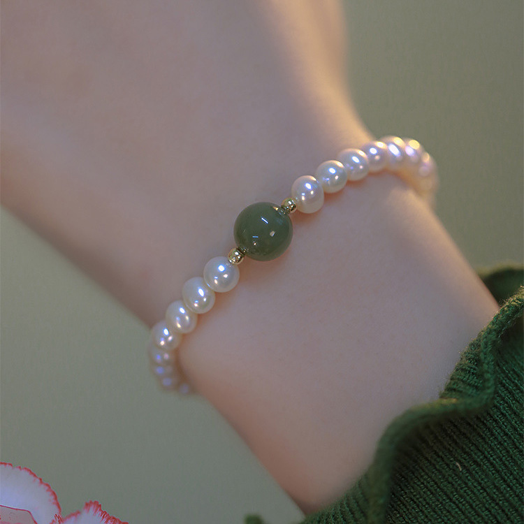 【青黛】碧玉貓眼石+天然淡水珍珠