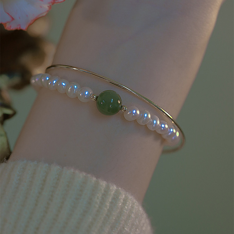 【青黛】碧玉貓眼石+天然淡水珍珠