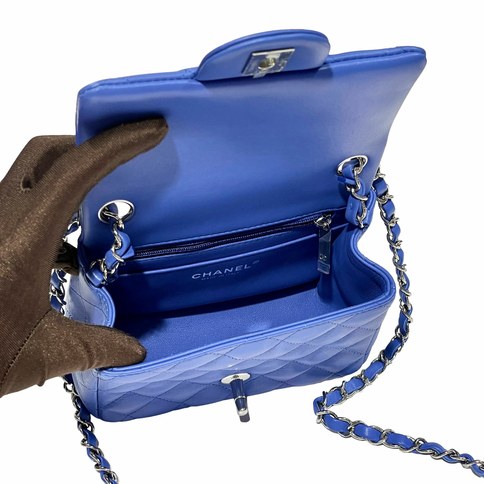 全新CHANEL CF17 A35200 靛藍色小羊皮銀扣 #方胖子 #CF17 #BRAND NEW #香榭站正品