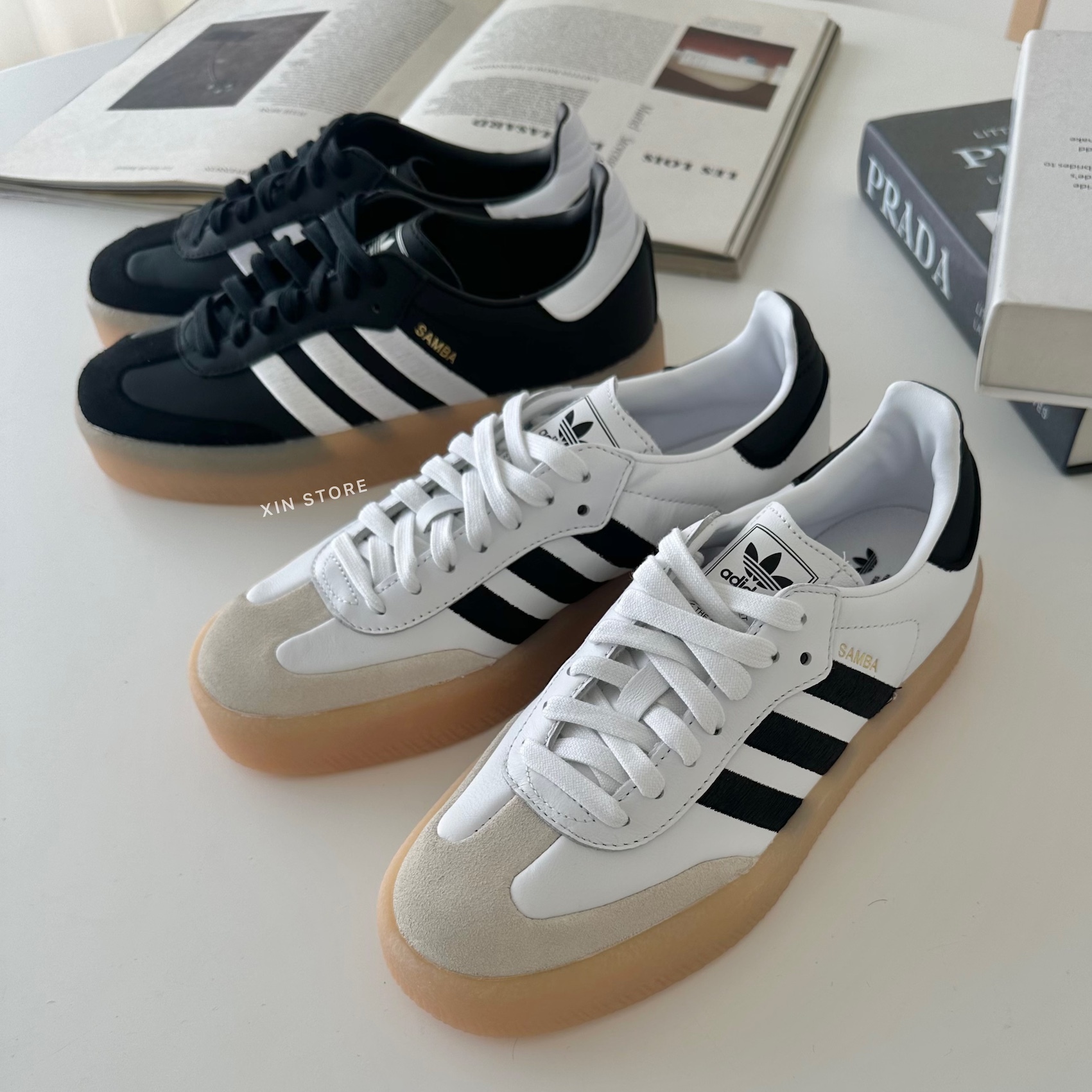 【現貨】Adidas Sambae 低筒 焦糖底 厚底 復古 經典 板鞋 白