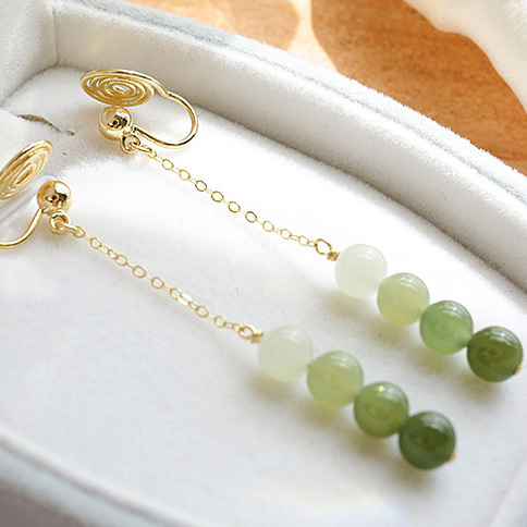 【畫中人】漸變和田玉耳環(耳釘/耳夾)