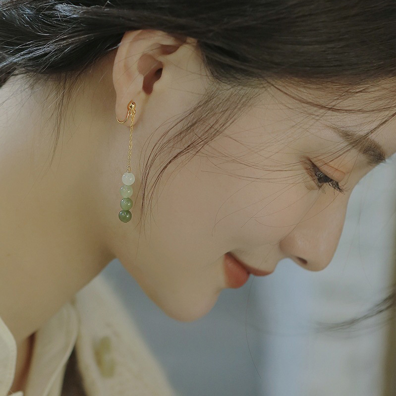 【畫中人】漸變和田玉耳環(耳釘/耳夾)