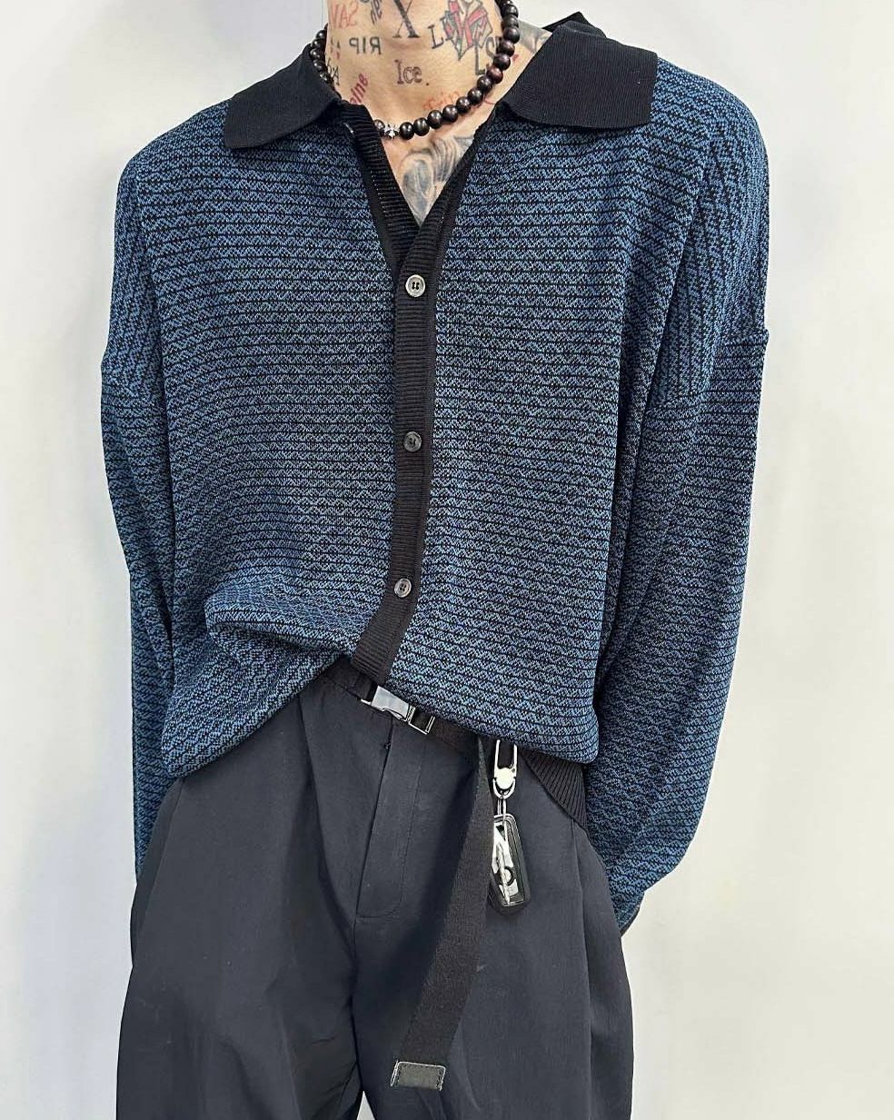 反領暗紋線恤衫外套 Crunky_youth-025Jk