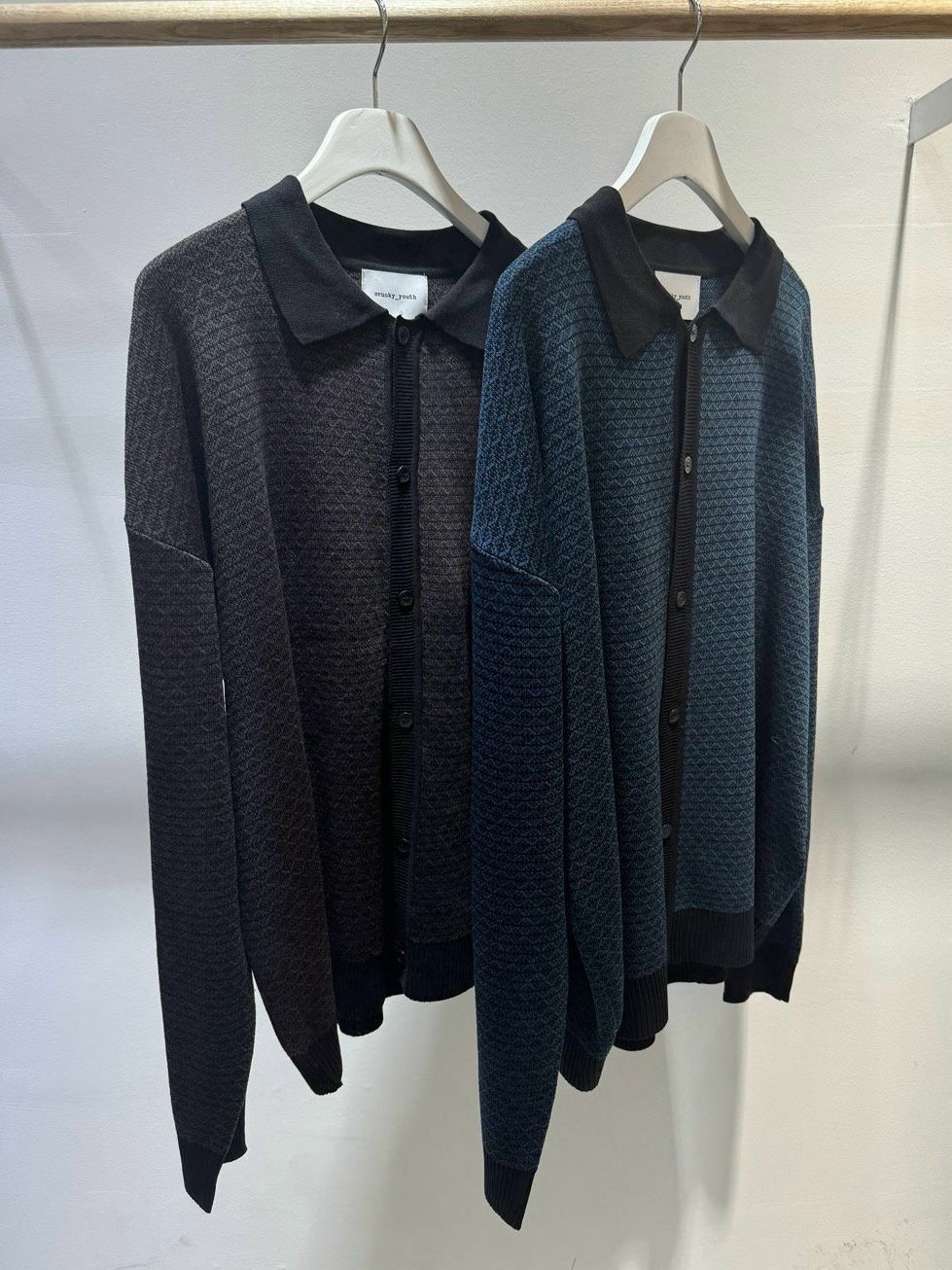 反領暗紋線恤衫外套 Crunky_youth-025Jk