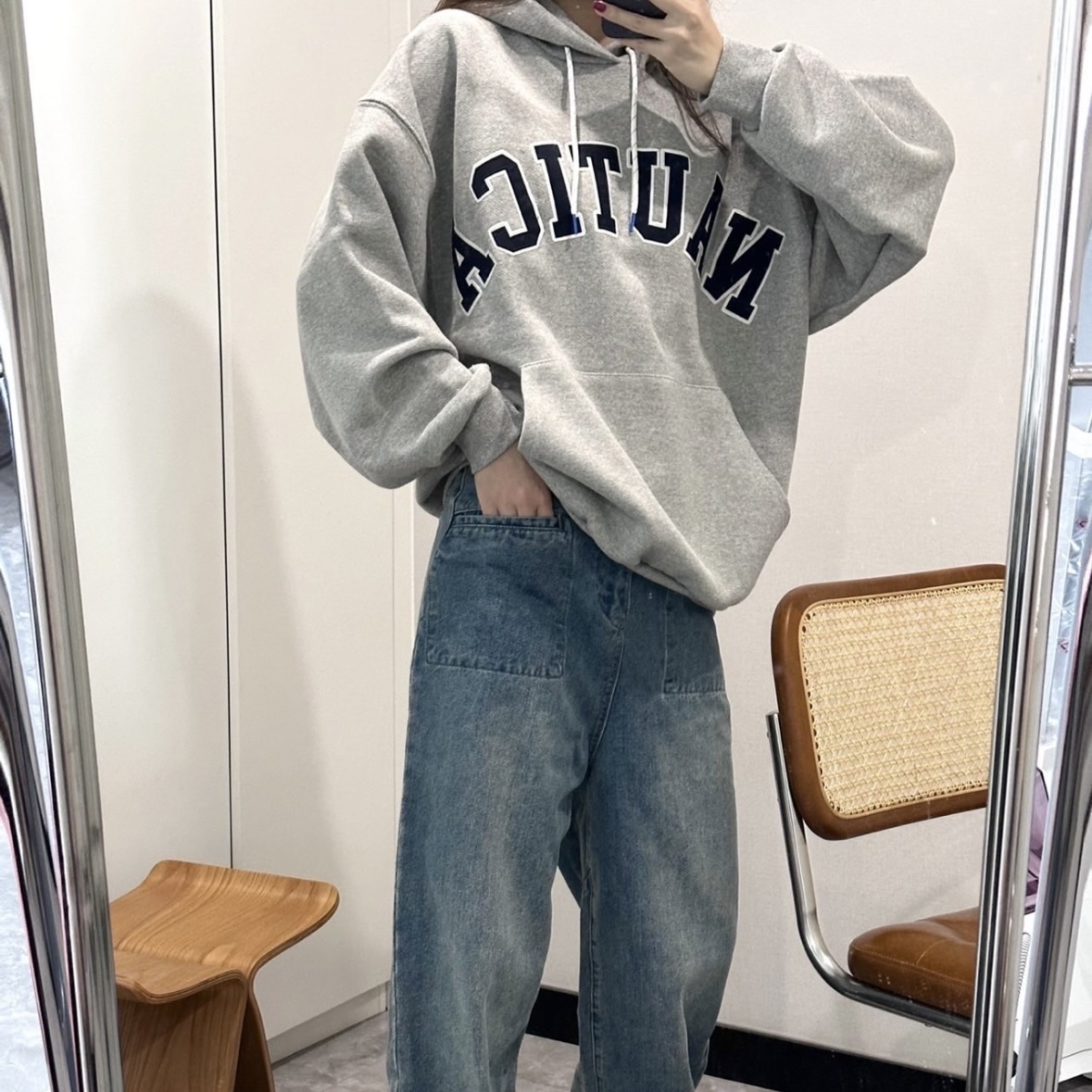 <快速出貨>NAUTICA 帽TEE 基本灰