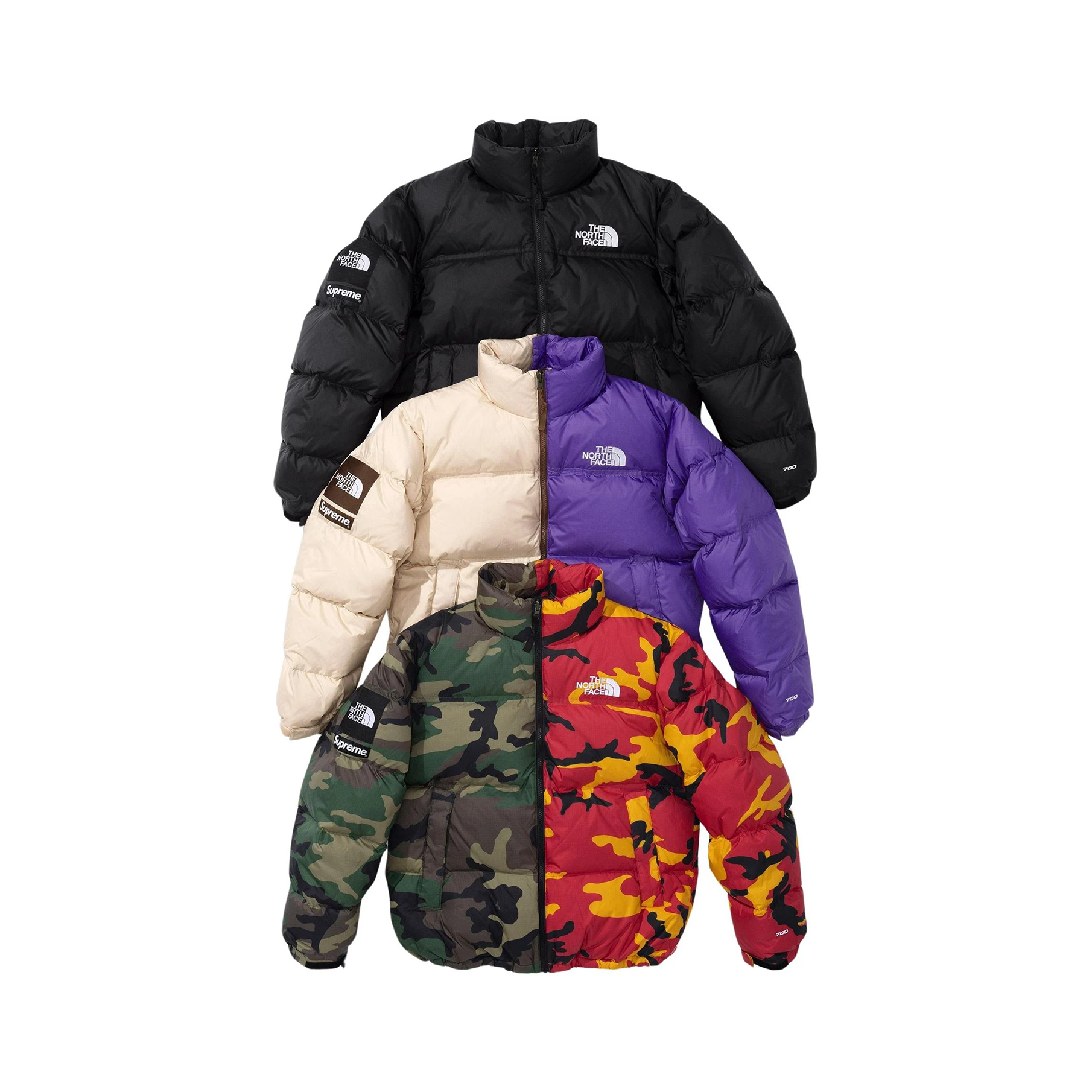 -(B6c)-SUPREME X THE NORTH FACE SPLIT NUPTSE JACKET TNF 拼接 羽絨外套