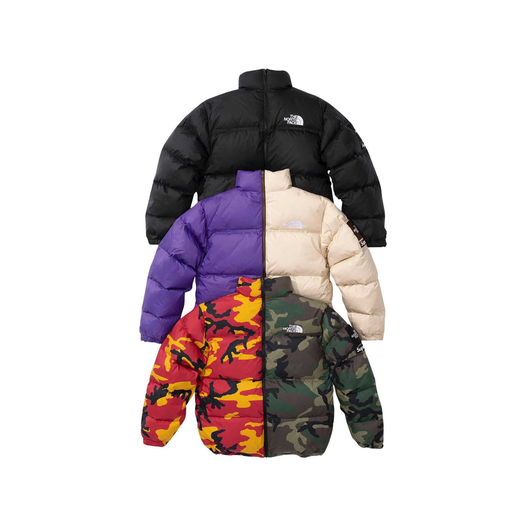 -(B6c)-SUPREME X THE NORTH FACE SPLIT NUPTSE JACKET TNF 拼接 羽絨外套