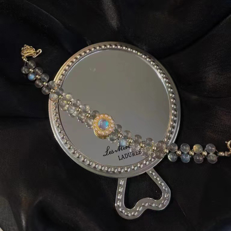 【公主日記】宮廷編織手鍊 (灰月光/草莓晶/石榴石/天然珍珠)