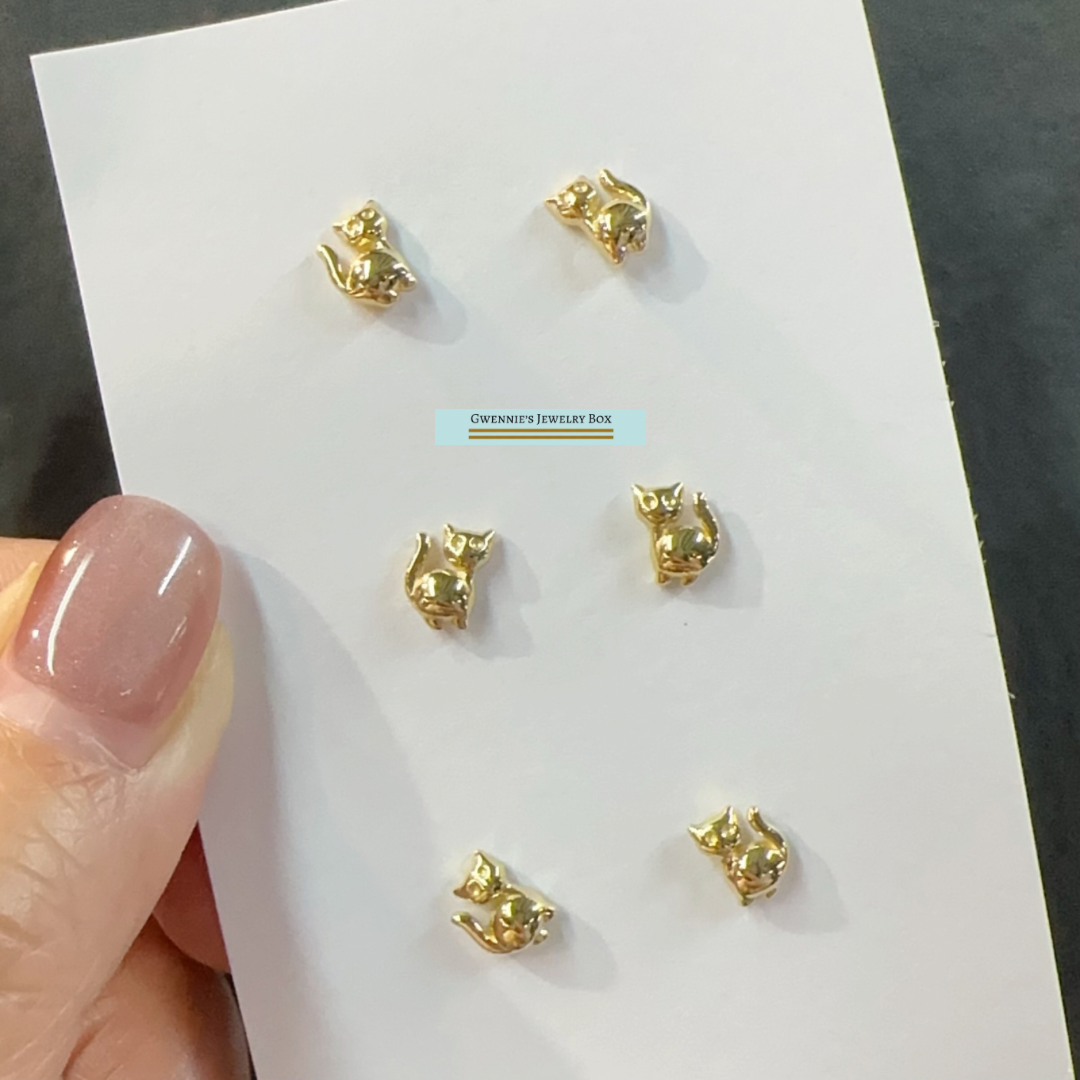 俏皮貓咪 - 18k金耳環