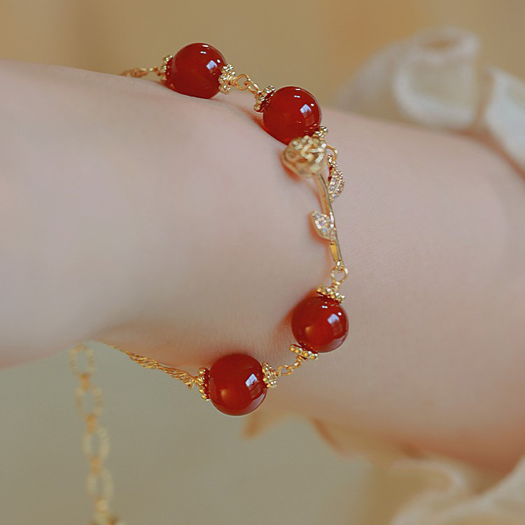 【紅玫瑰】紅瑪瑙水晶手鍊/水晶手串