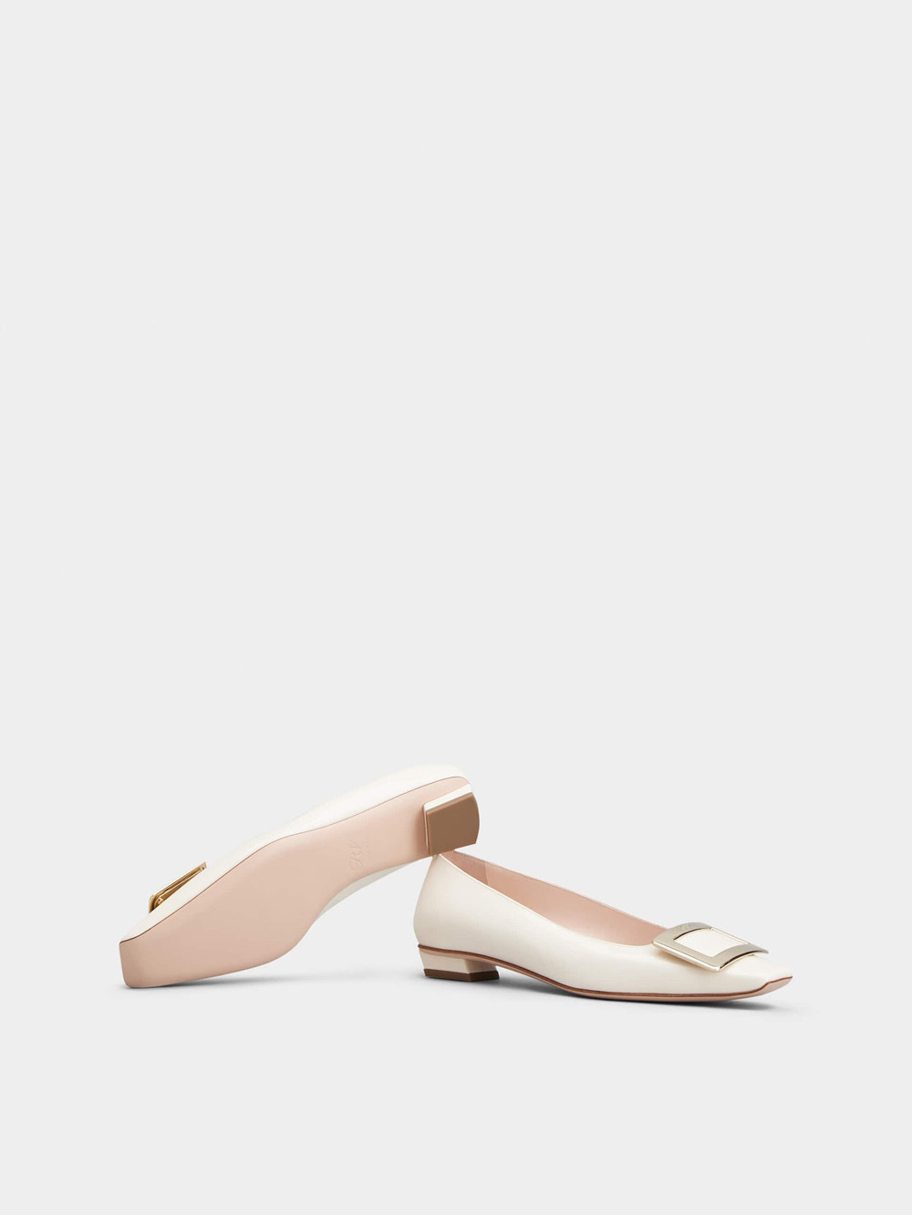 RV 白色漆皮金扣高跟鞋 RVW00700920D1P9997-t