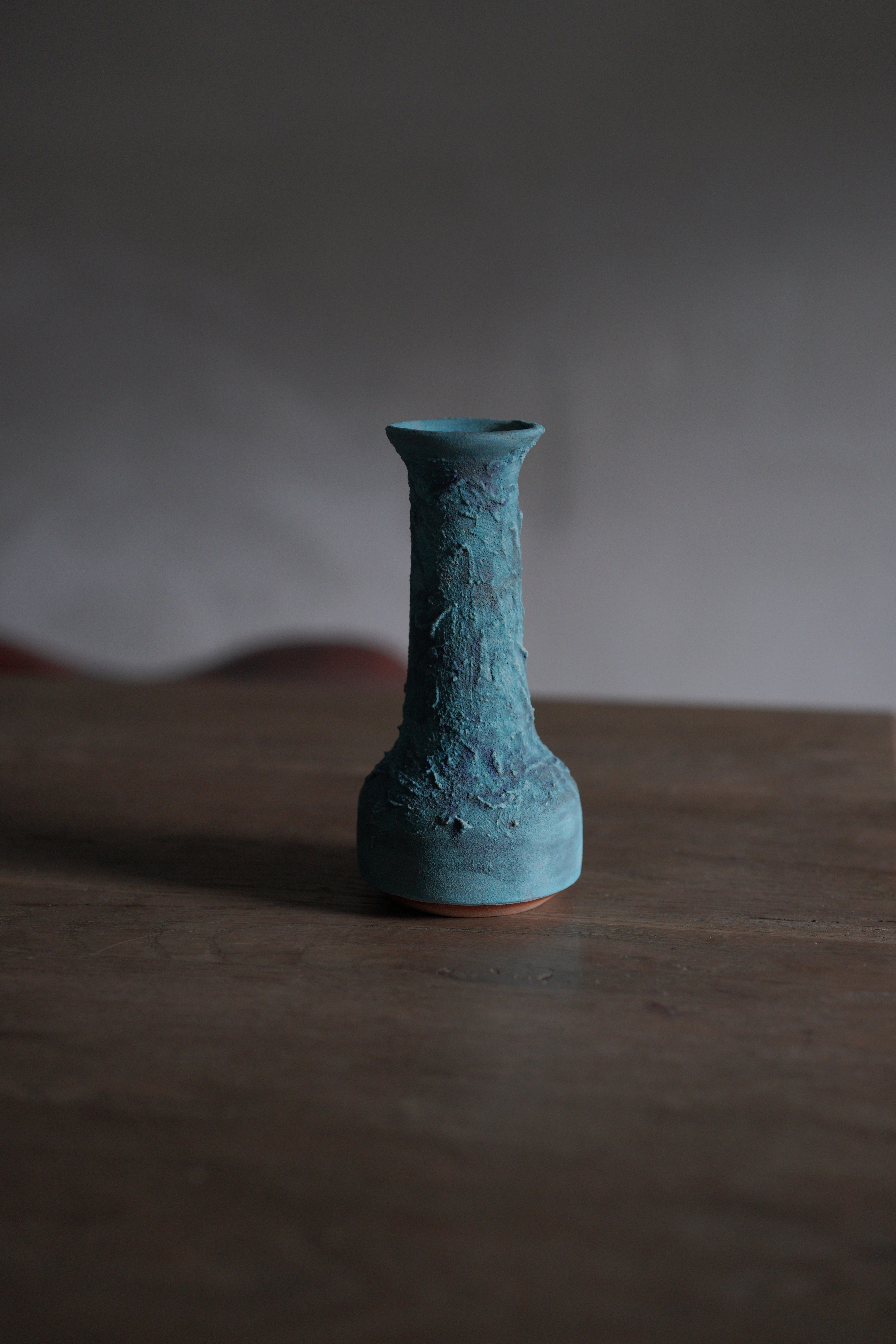 貓王不討喜｜藍綠花器｜浪花