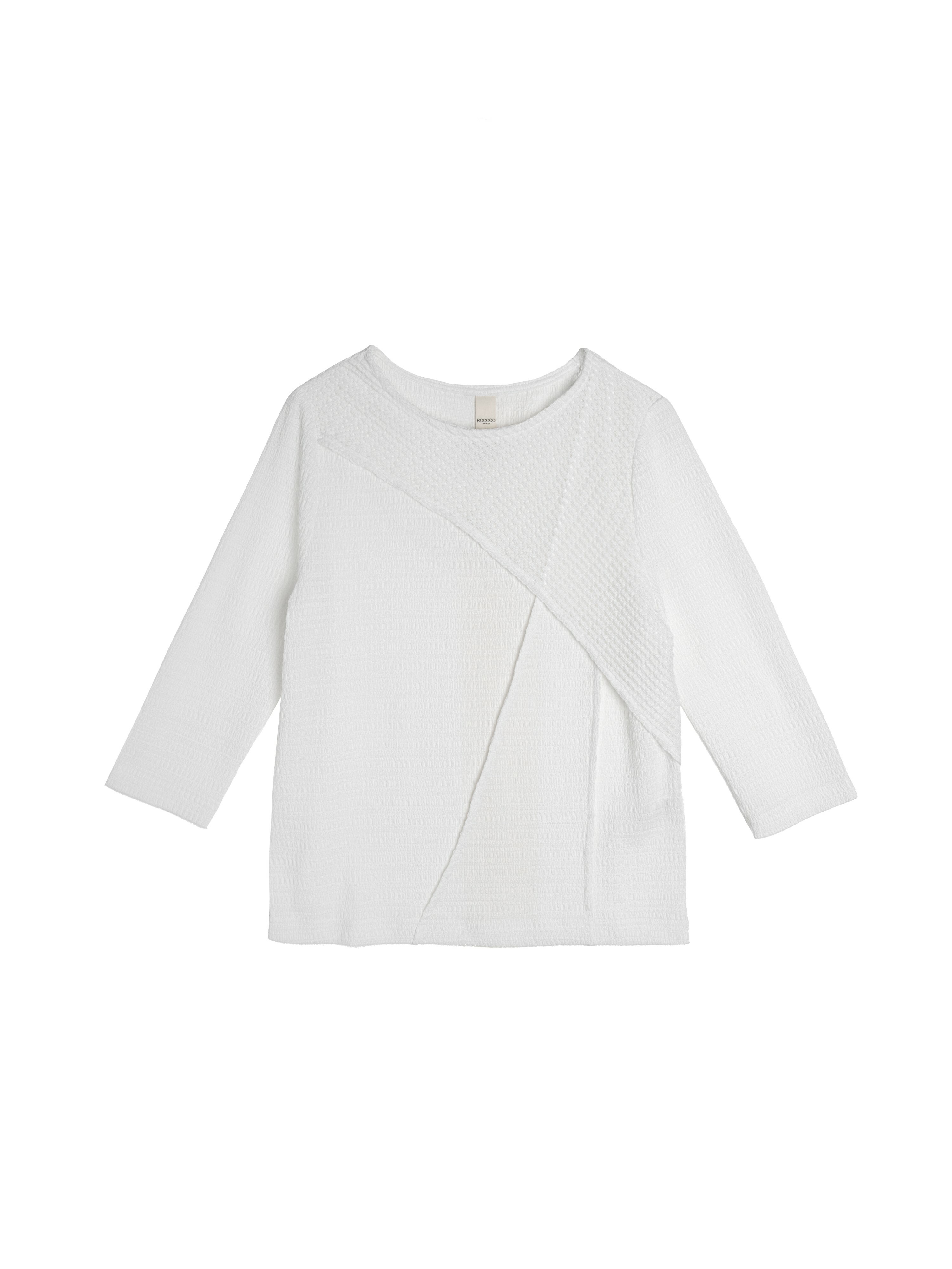 Mid-sleeve top with piping details - T077A