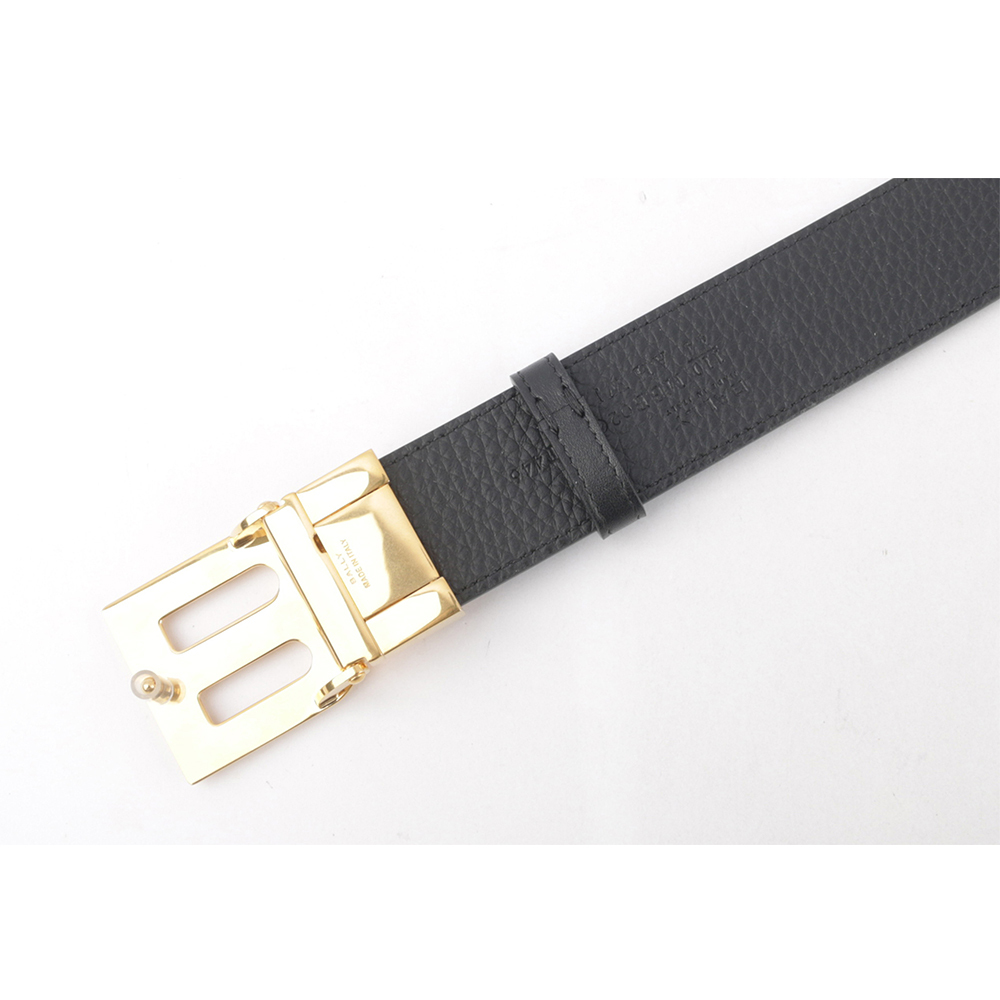【BALLY】B-BUCKLE 3.5cm 金釦小牛皮皮帶(黑色)