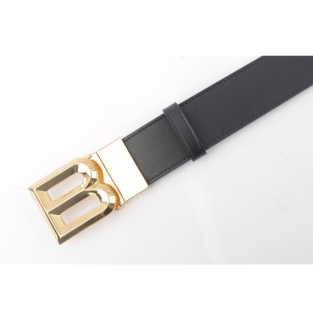 【BALLY】B-BUCKLE 3.5cm 金釦小牛皮皮帶(黑色)