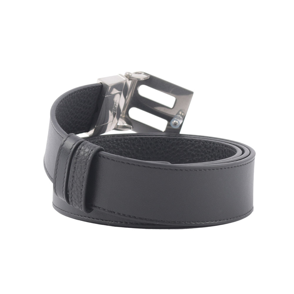 【BALLY】B-BUCKLE 3.5cm 銀釦小牛皮皮帶(黑色) 6306657