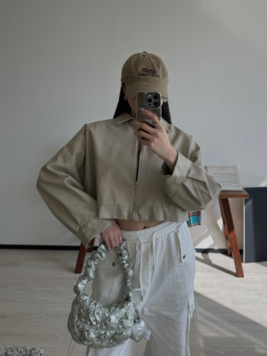 短版後鬆緊皮外套*2色