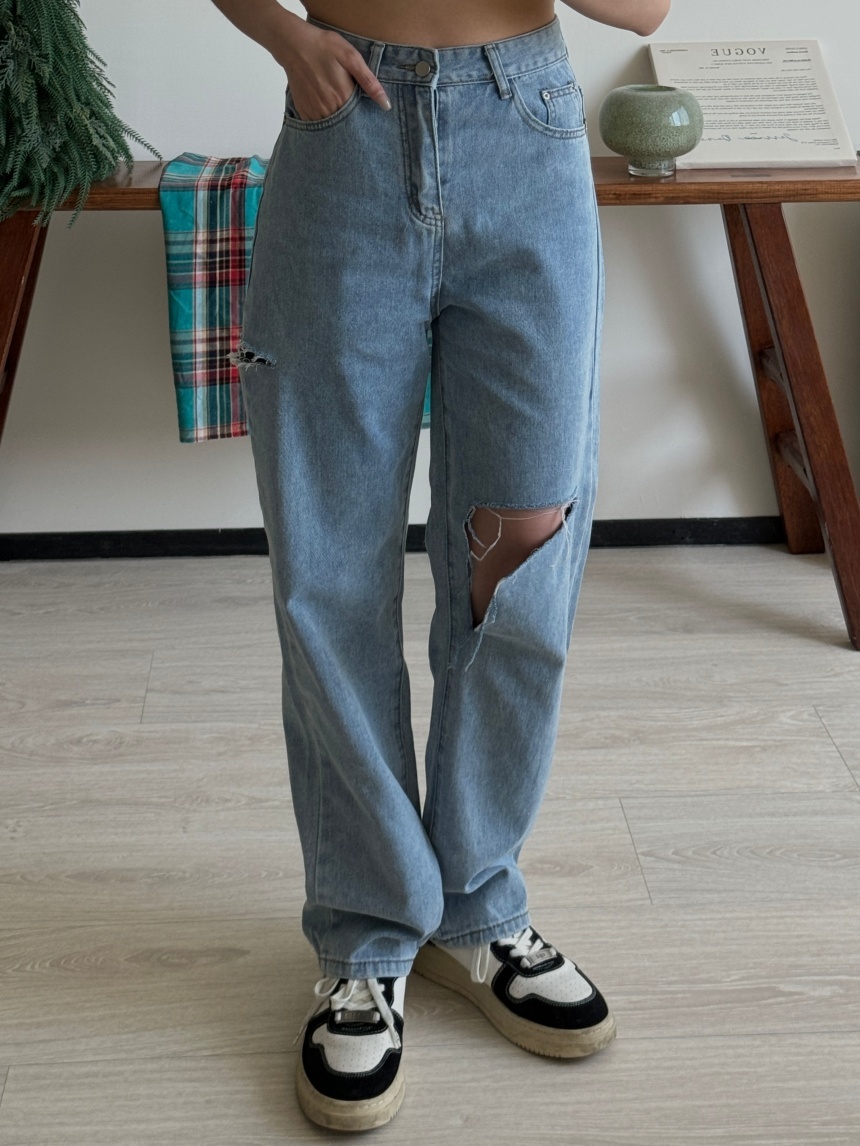 割破直筒牛仔褲*2色