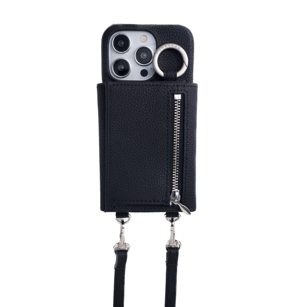 iPhone 錢包掛繩造型手機殼 / 神秘黑