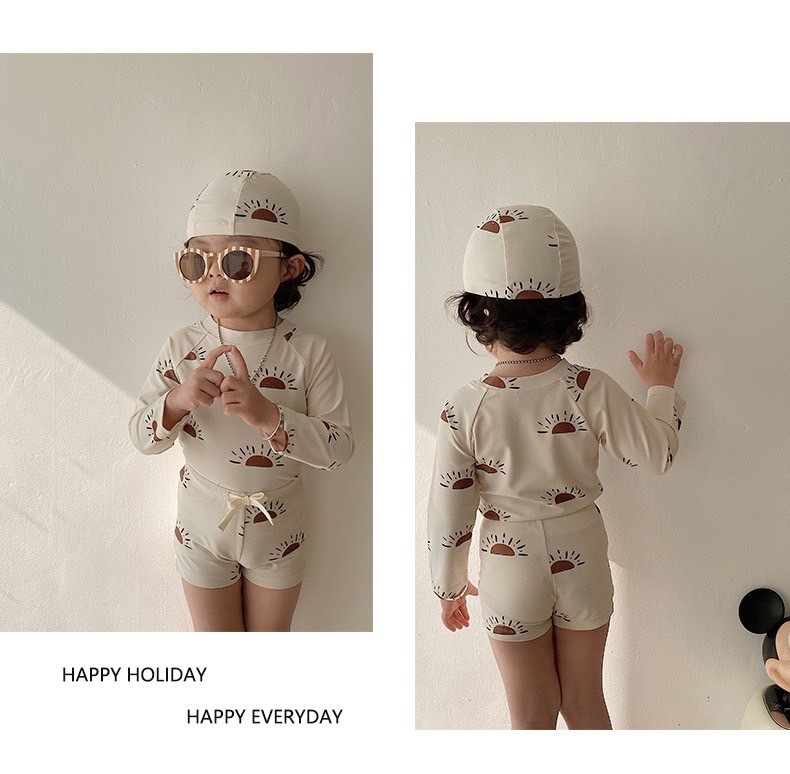 四色長袖套裝泳衣