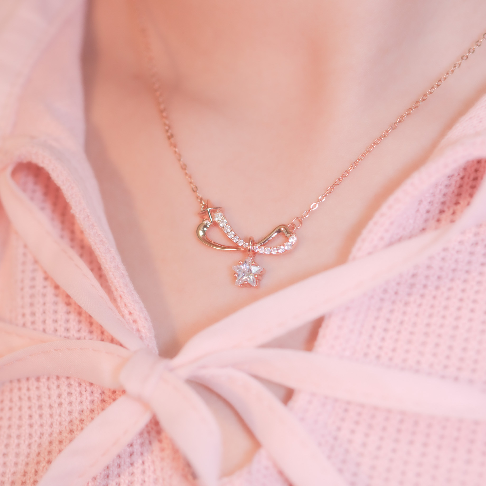 | 925 Silver・White Gold・Rose Gold | Dancing Stars Necklace（Silver / Rose Gold） | NE1072 |