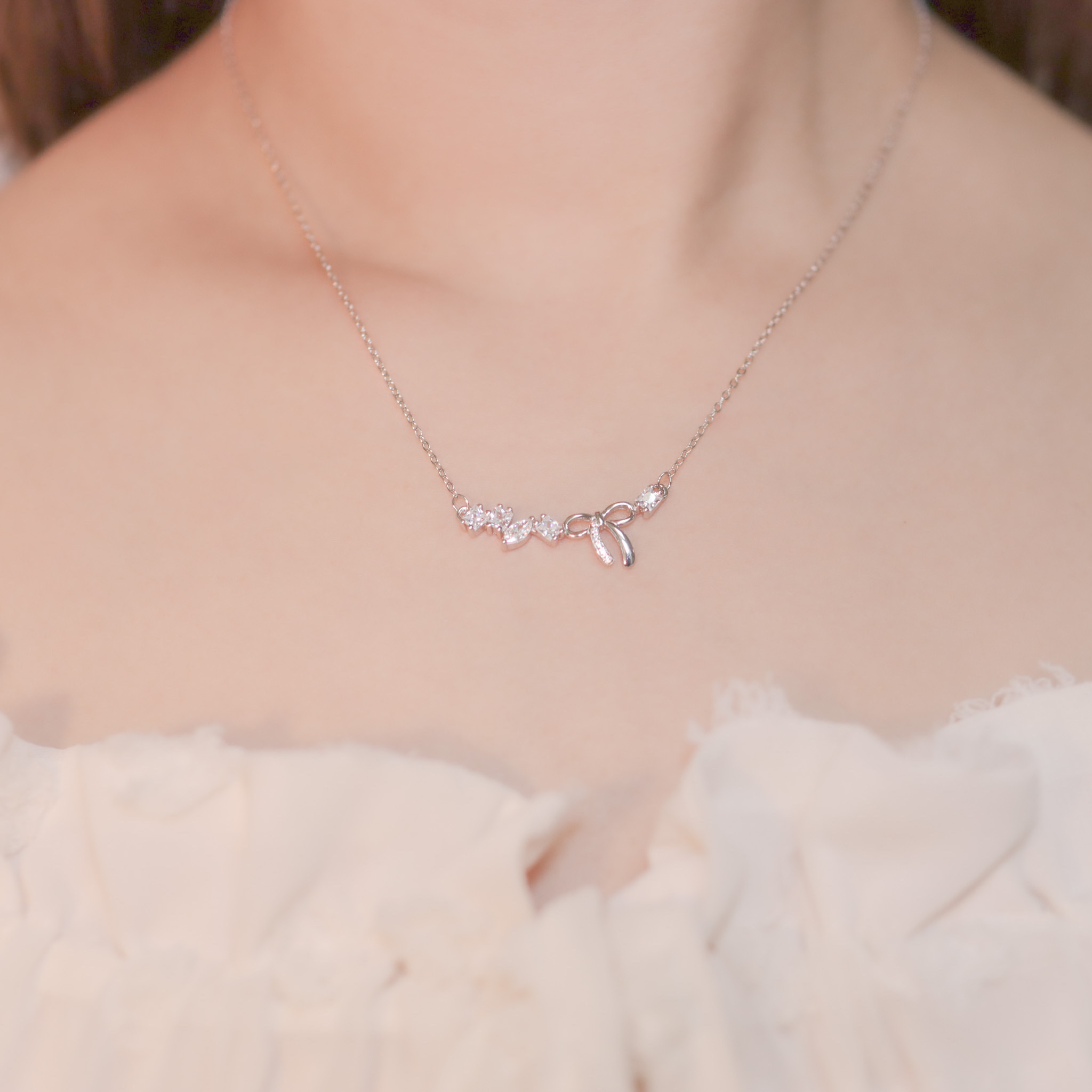 | 925 Silver・White Gold・Rose Gold | Carnival Of Bow Necklace（Silver / Rose Gold） | NE1068 |
