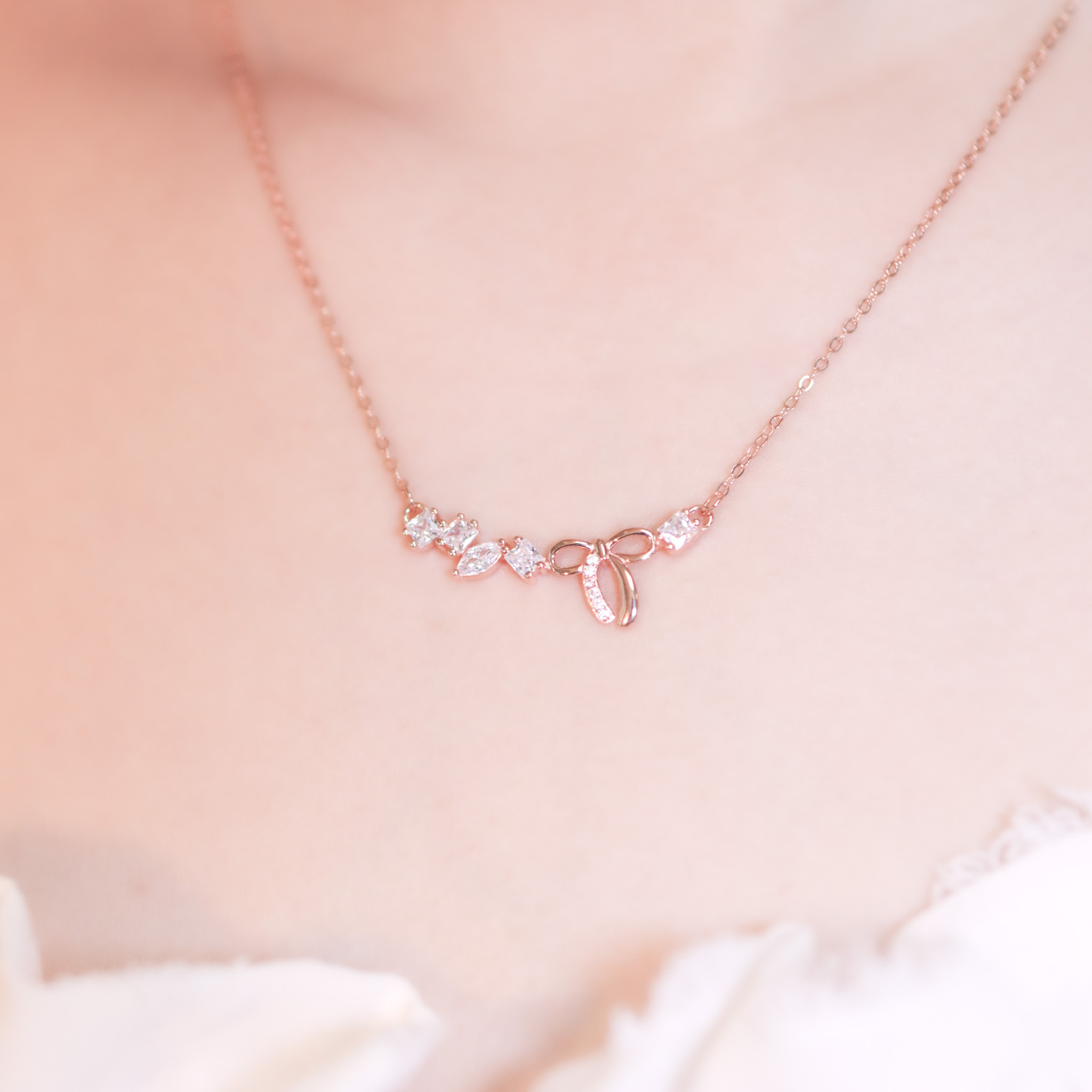 | 925 Silver・White Gold・Rose Gold | Carnival Of Bow Necklace（Silver / Rose Gold） | NE1068 |