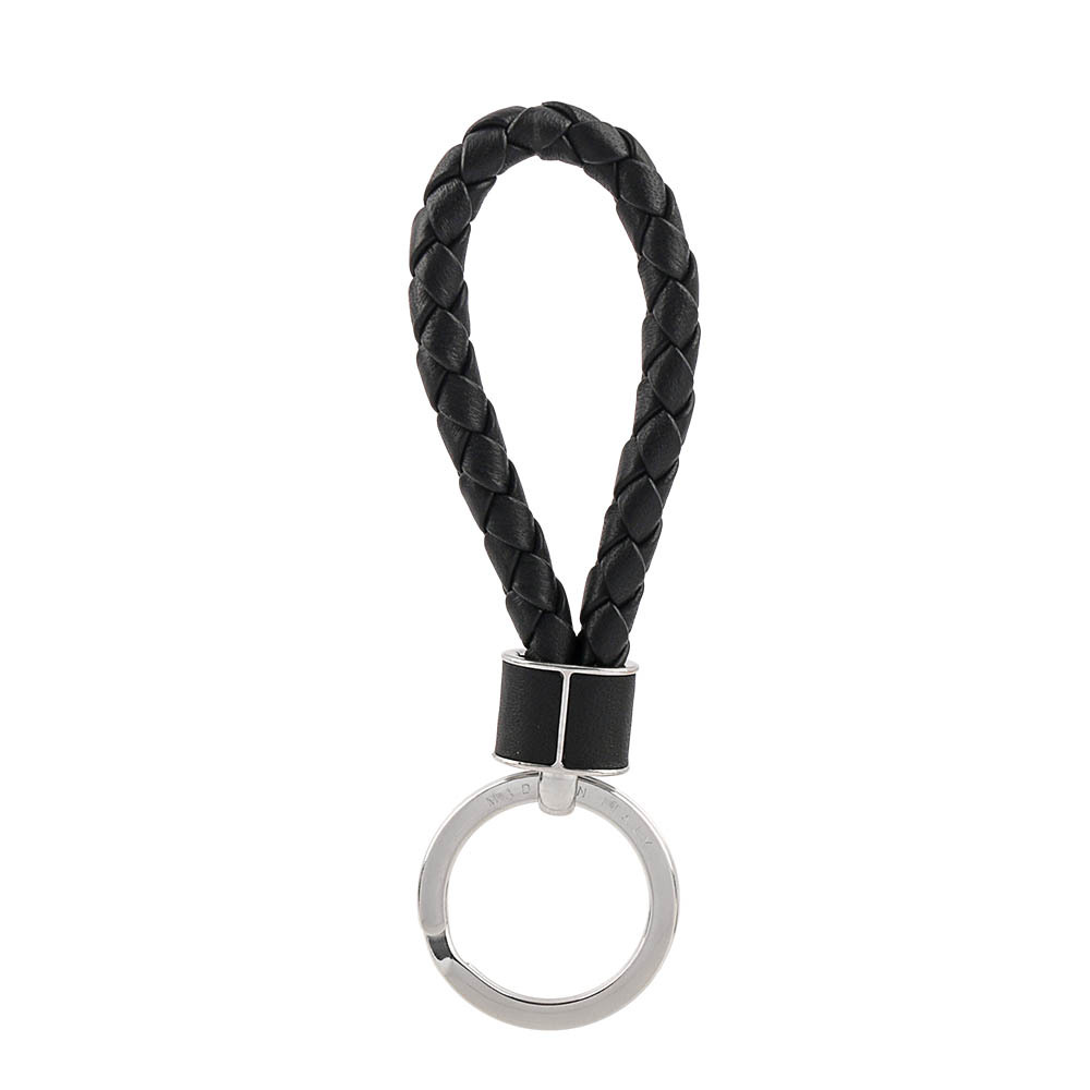 【BOTTEGA VENETA】新款銀釦小羊皮編織鑰匙圈