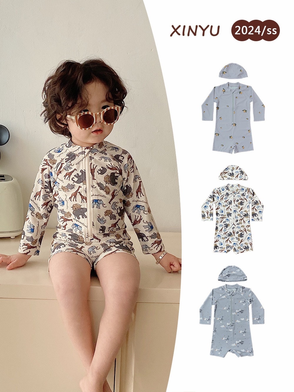 動物/水果長袖連身泳衣