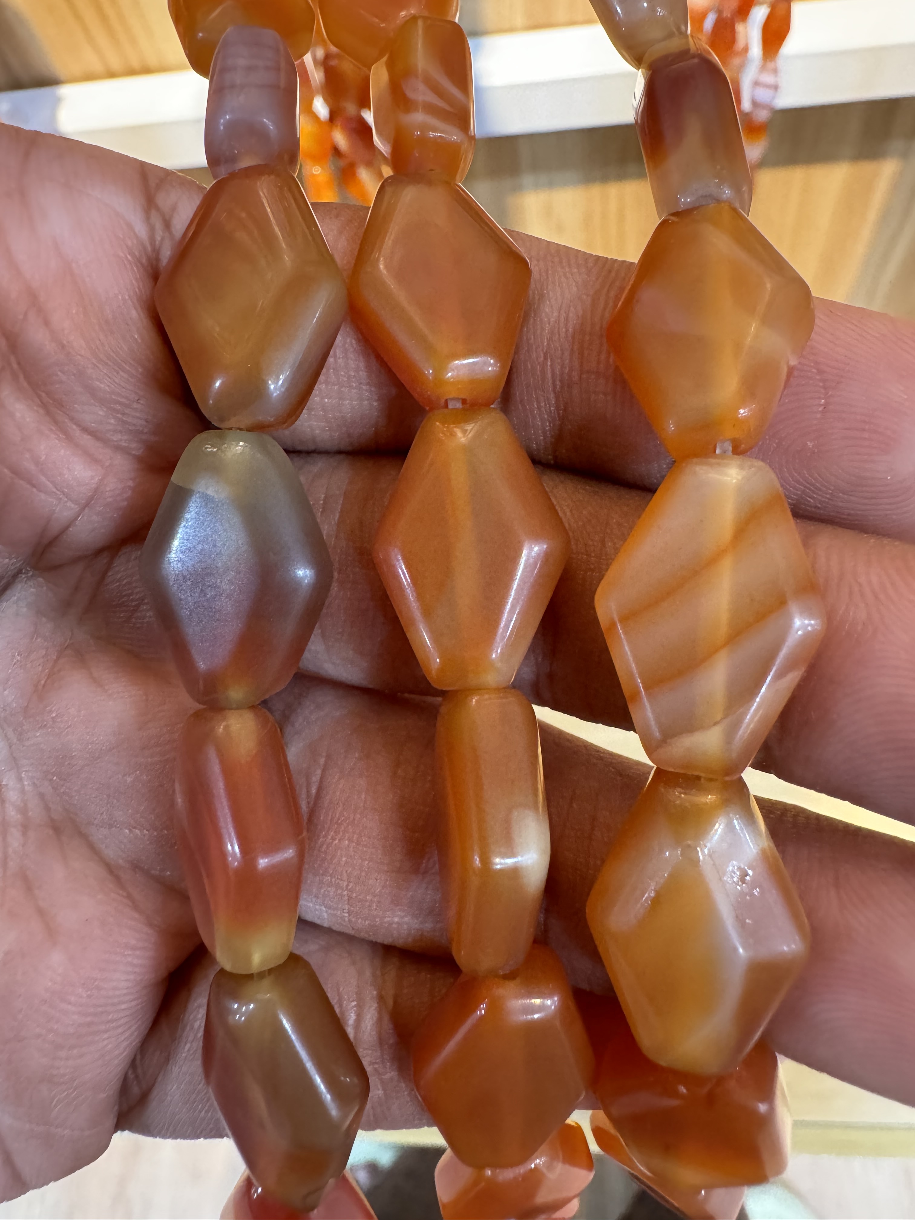 條-No.10霧面菱形小瑪瑙珠13mm*20mm約21顆