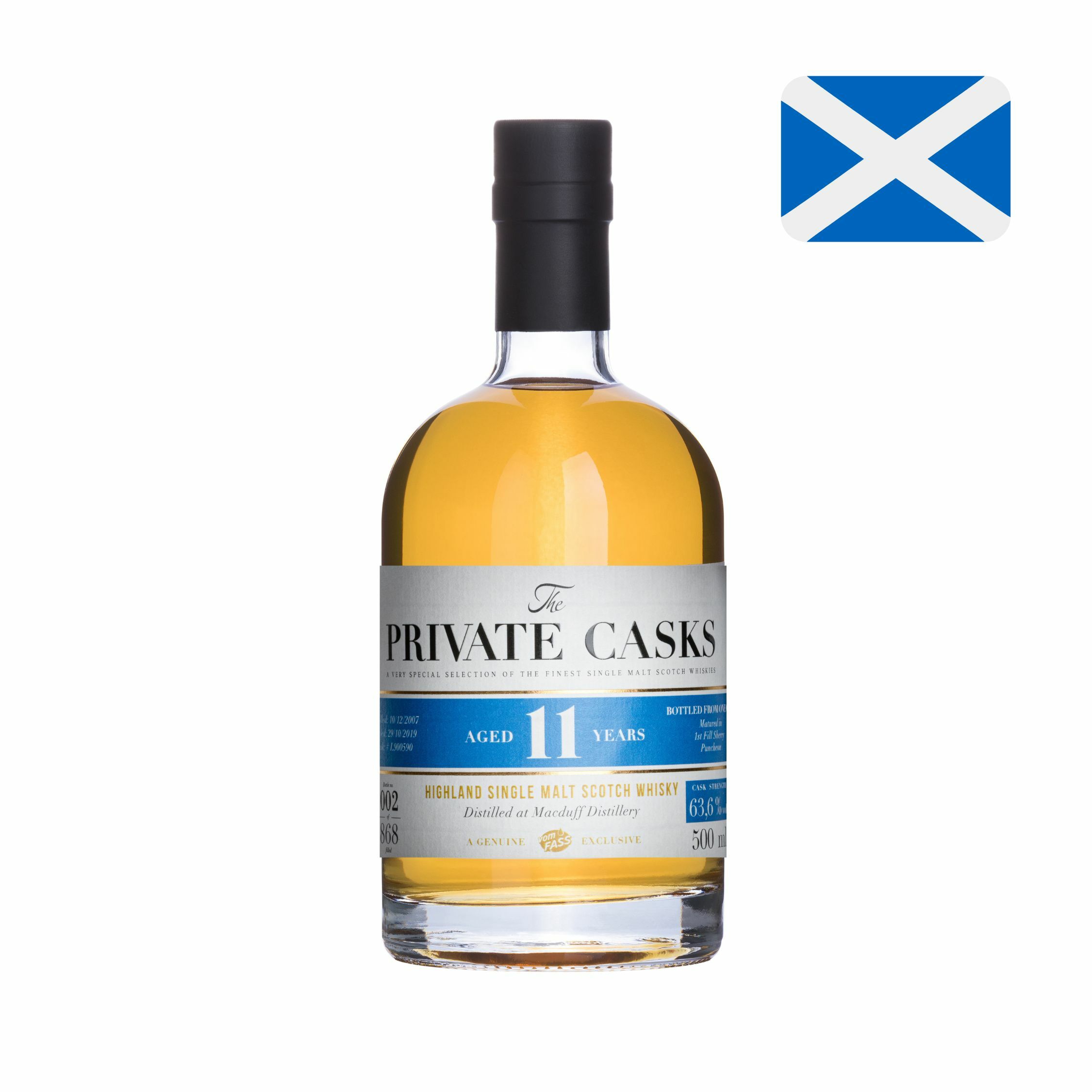 Macduff Distillery, 11 Years, Highland Single Malt Scotch Whisky, 63.6% Vol. Cask Strength
