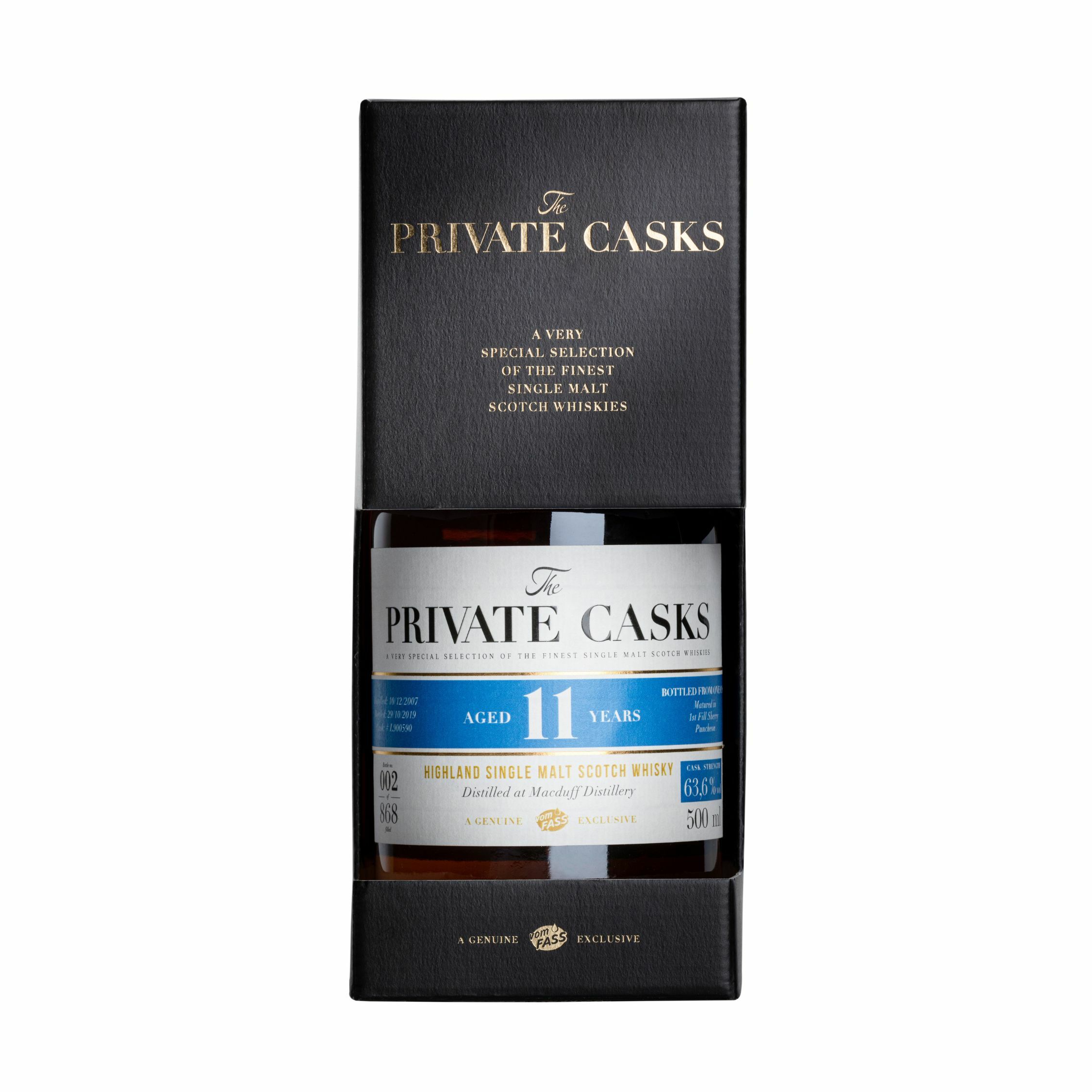 Macduff Distillery, 11 Years, Highland Single Malt Scotch Whisky, 63.6% Vol. Cask Strength