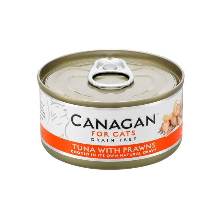 (6罐平均$14.5/罐) Canagan 原之選 無穀物吞拿魚伴大蝦貓罐頭 75g