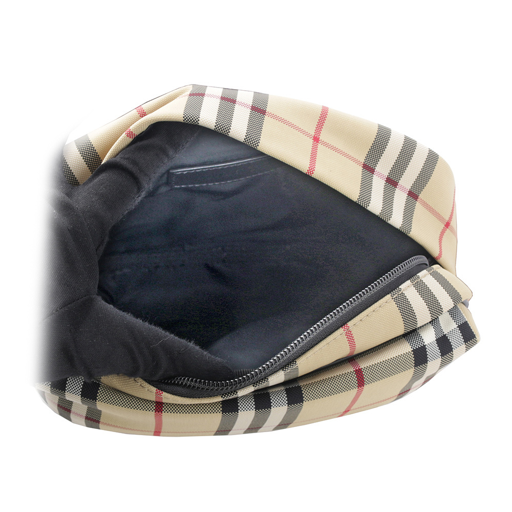 【BURBERRY】Paddy 格紋尼龍帆布拉鍊斜背包(經典米色) 8084111