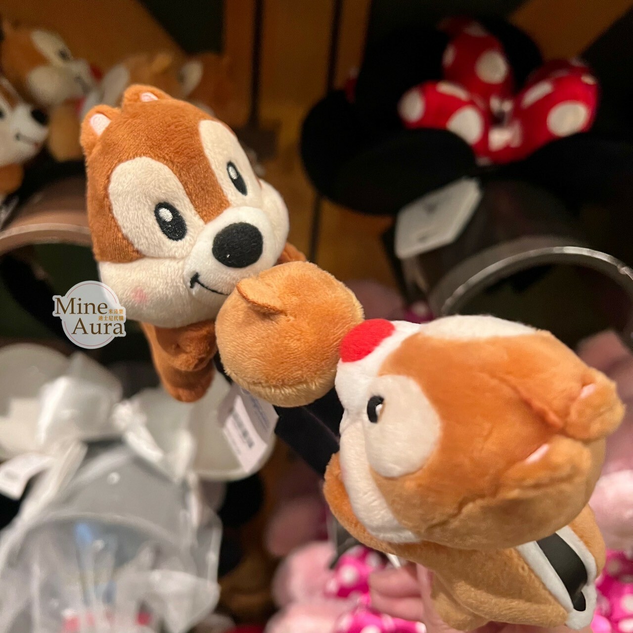 奇奇蒂蒂 Chip 'n Dale Q版 趴趴 趴姿 絨毛造型 髮圈 -香港迪士尼樂園
