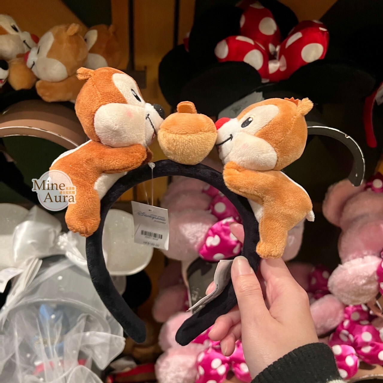 奇奇蒂蒂 Chip 'n Dale Q版 趴趴 趴姿 絨毛造型 髮圈 -香港迪士尼樂園