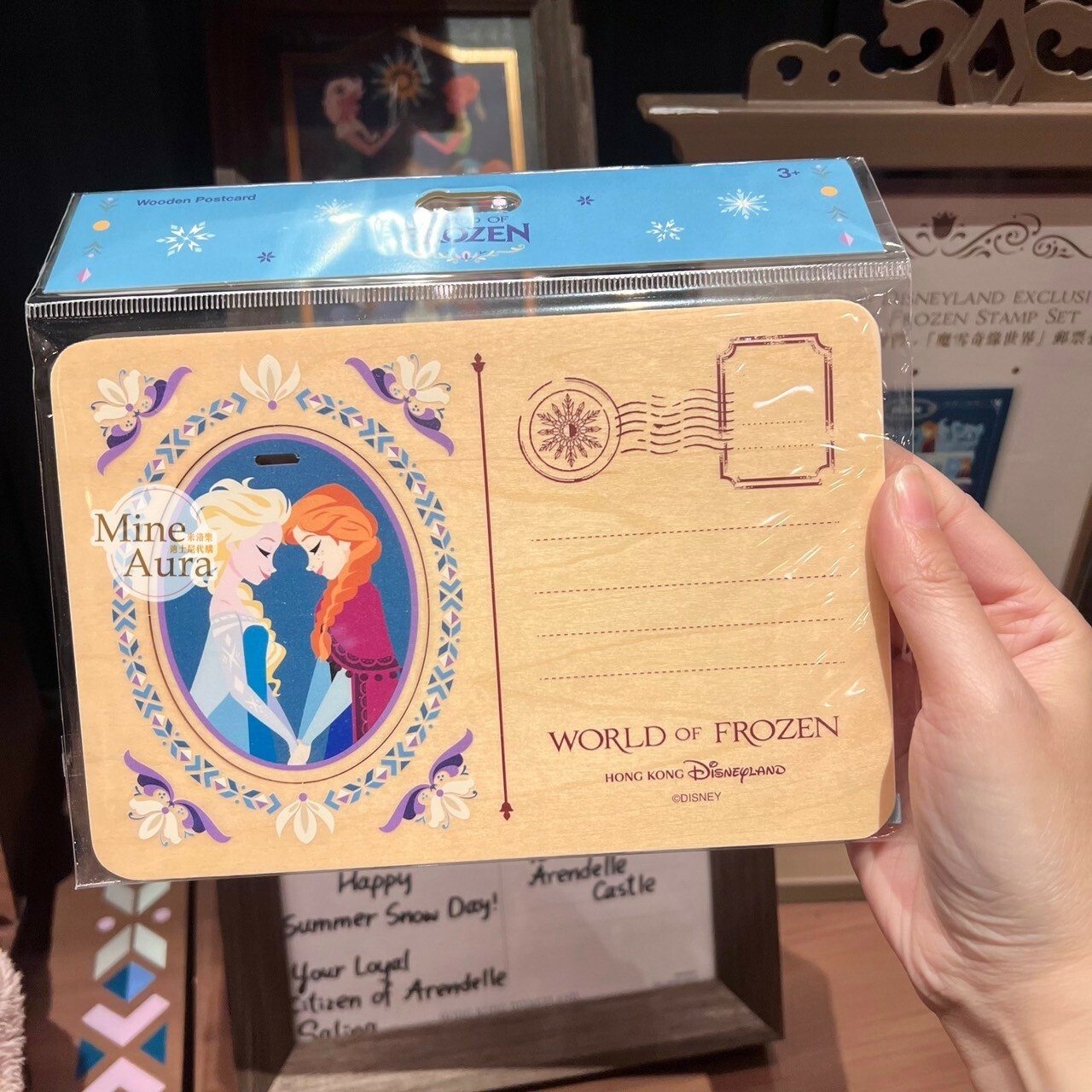 World of Frozen 限定 艾莎 Elsa 安娜Anna 木質 明信片 冰雪奇緣 Frozen -香港迪士尼樂園