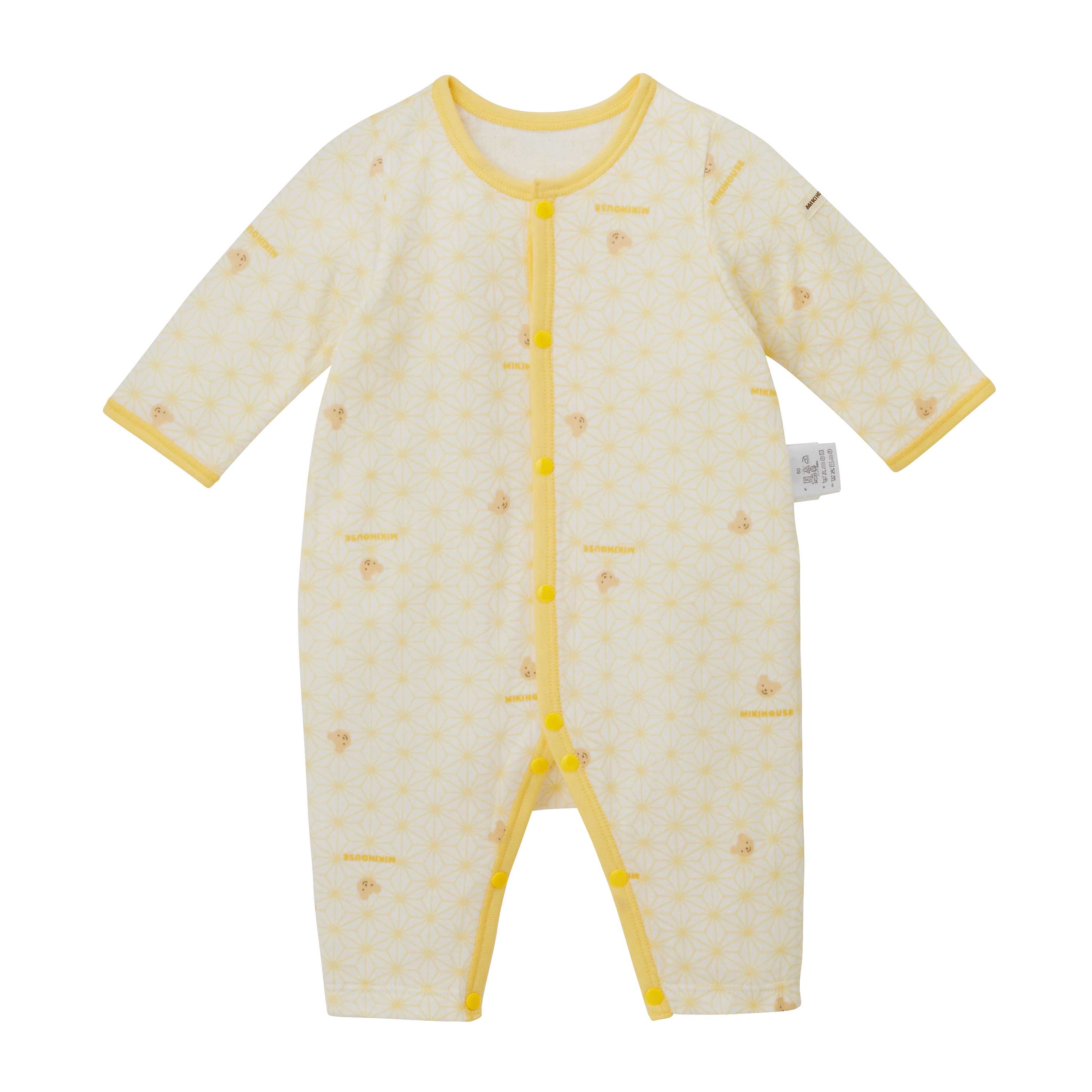 雙層針織紗布棉排釦長袖連身衣-小熊