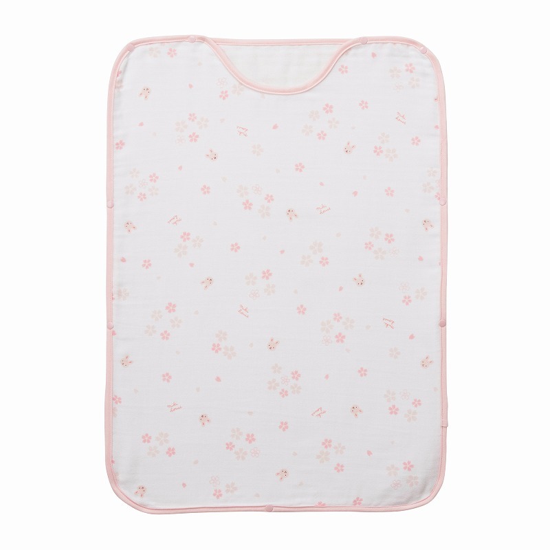 三層針織紗布印花防踢被-櫻花&兔