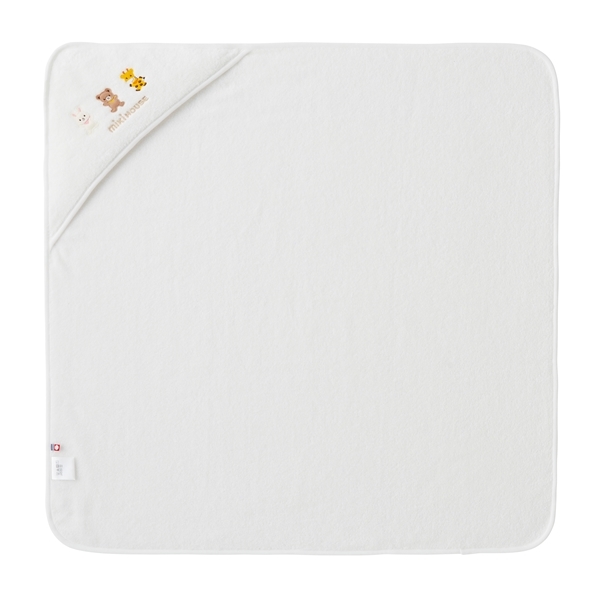 無撚紗動物刺繡嬰兒浴巾（今治毛巾）-白