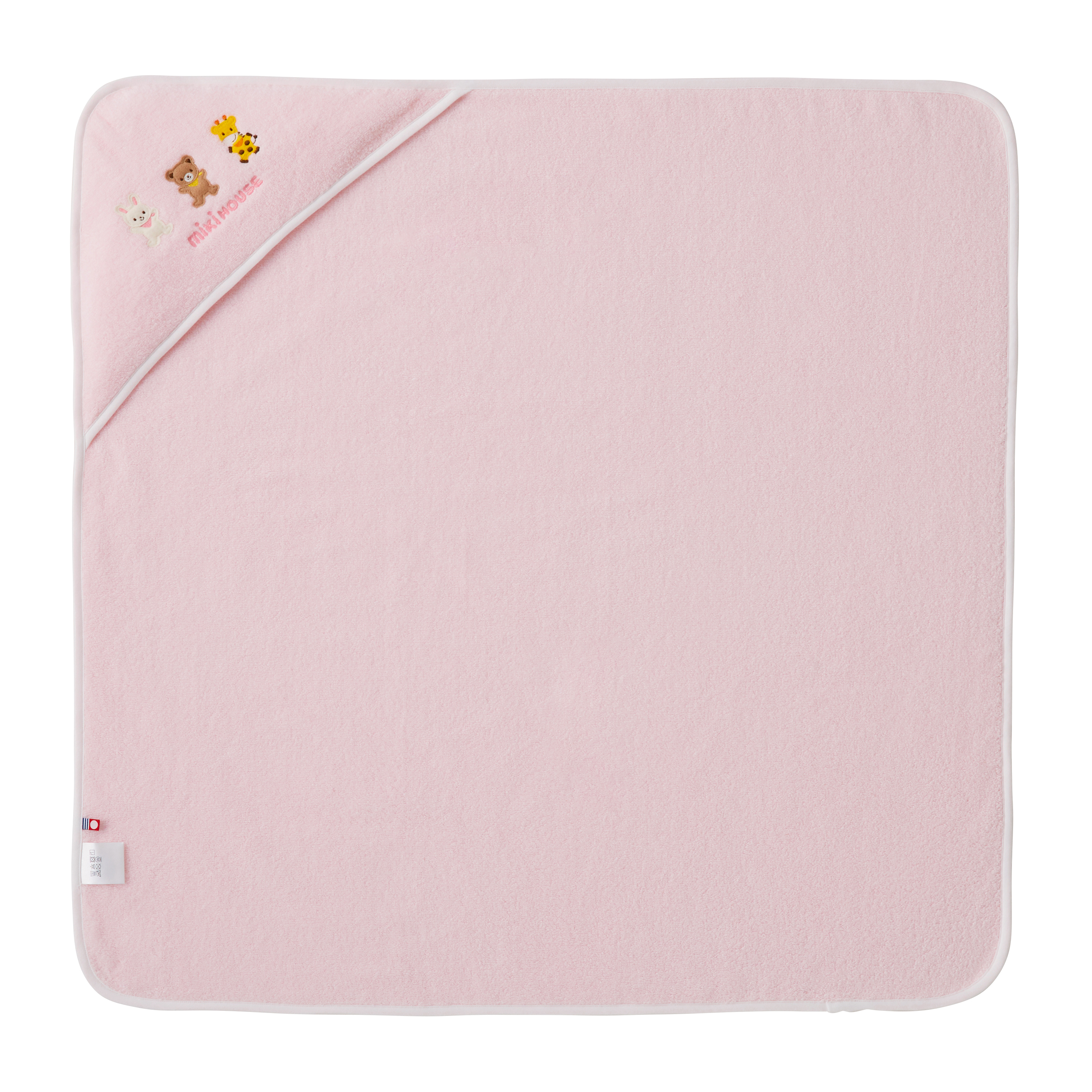 無撚紗動物刺繡嬰兒浴巾（今治毛巾）-粉