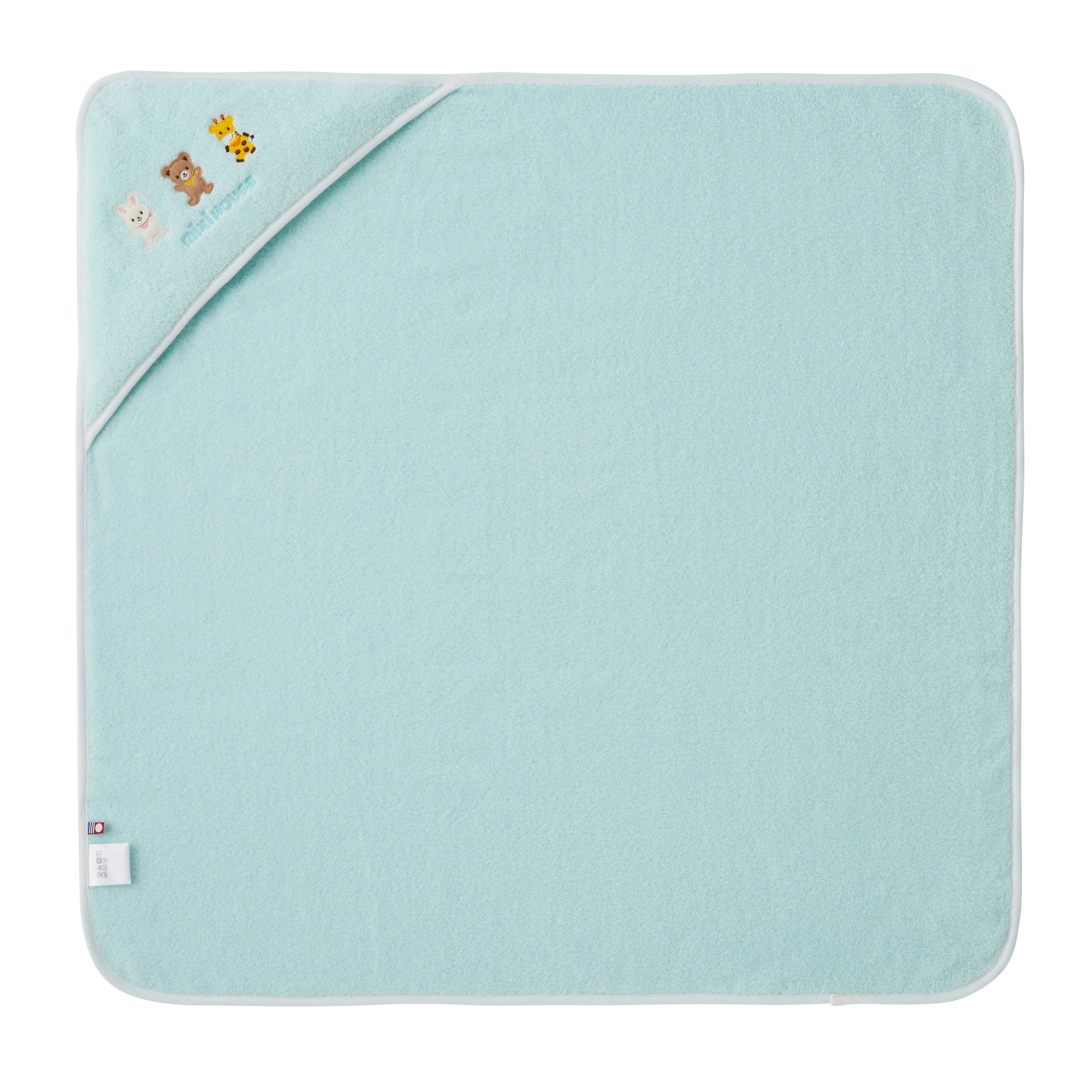 無撚紗動物刺繡嬰兒浴巾（今治毛巾）-天藍