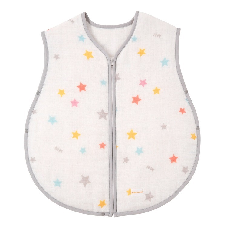 六層針織紗布星星印花防踢被-白