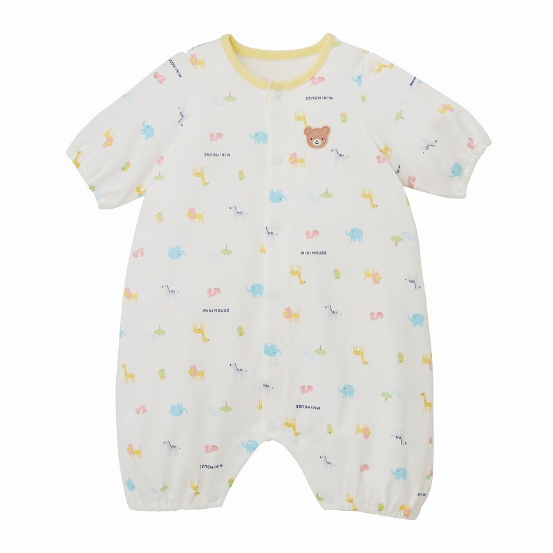 平紋針織棉短袖前開連身衣-動物