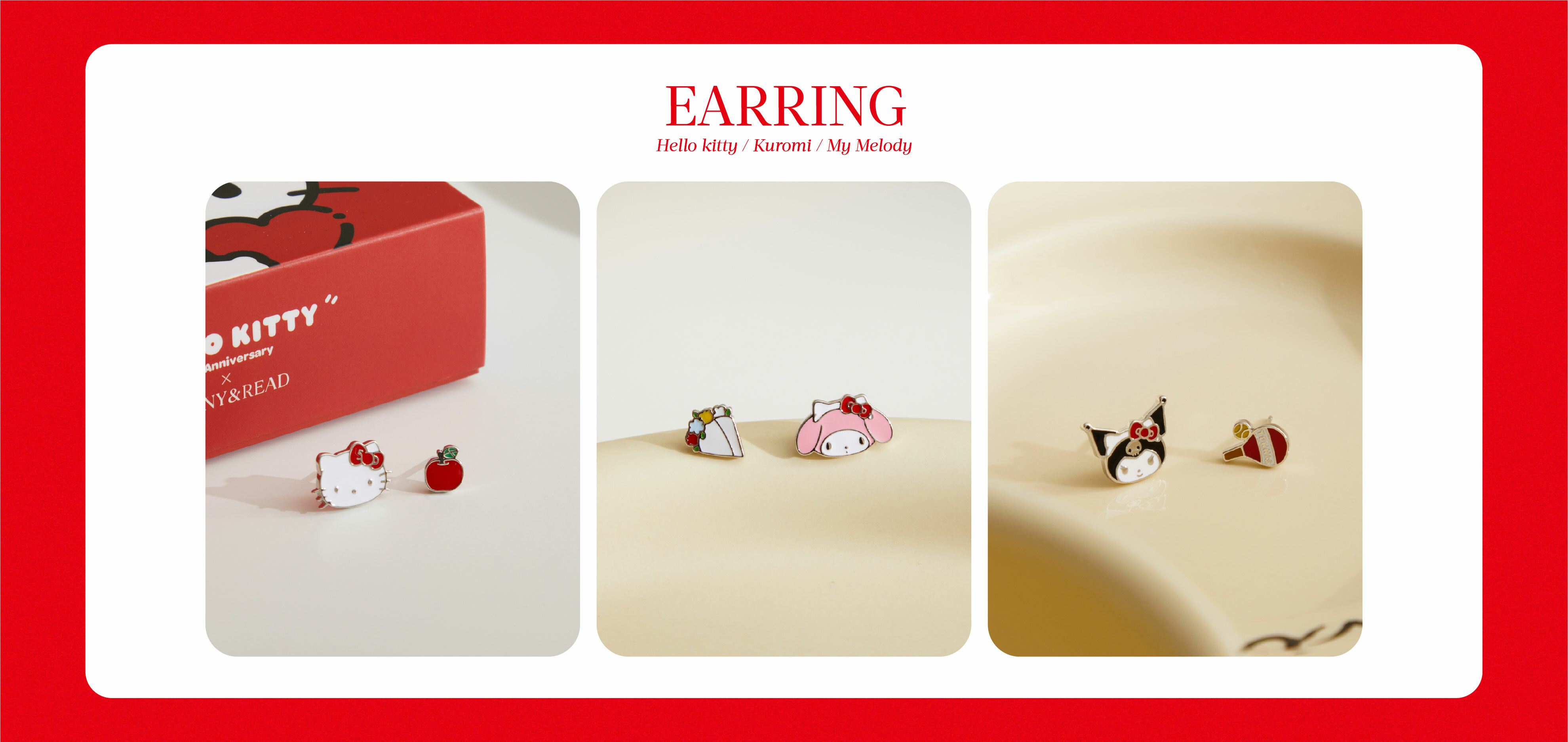 BONNY&READ X  Hello Kitty 50週年，Hello Kitty、美樂蒂、酷洛米結合50週年限定蝴蝶結， 化身夢幻飾品 萌化你的心～