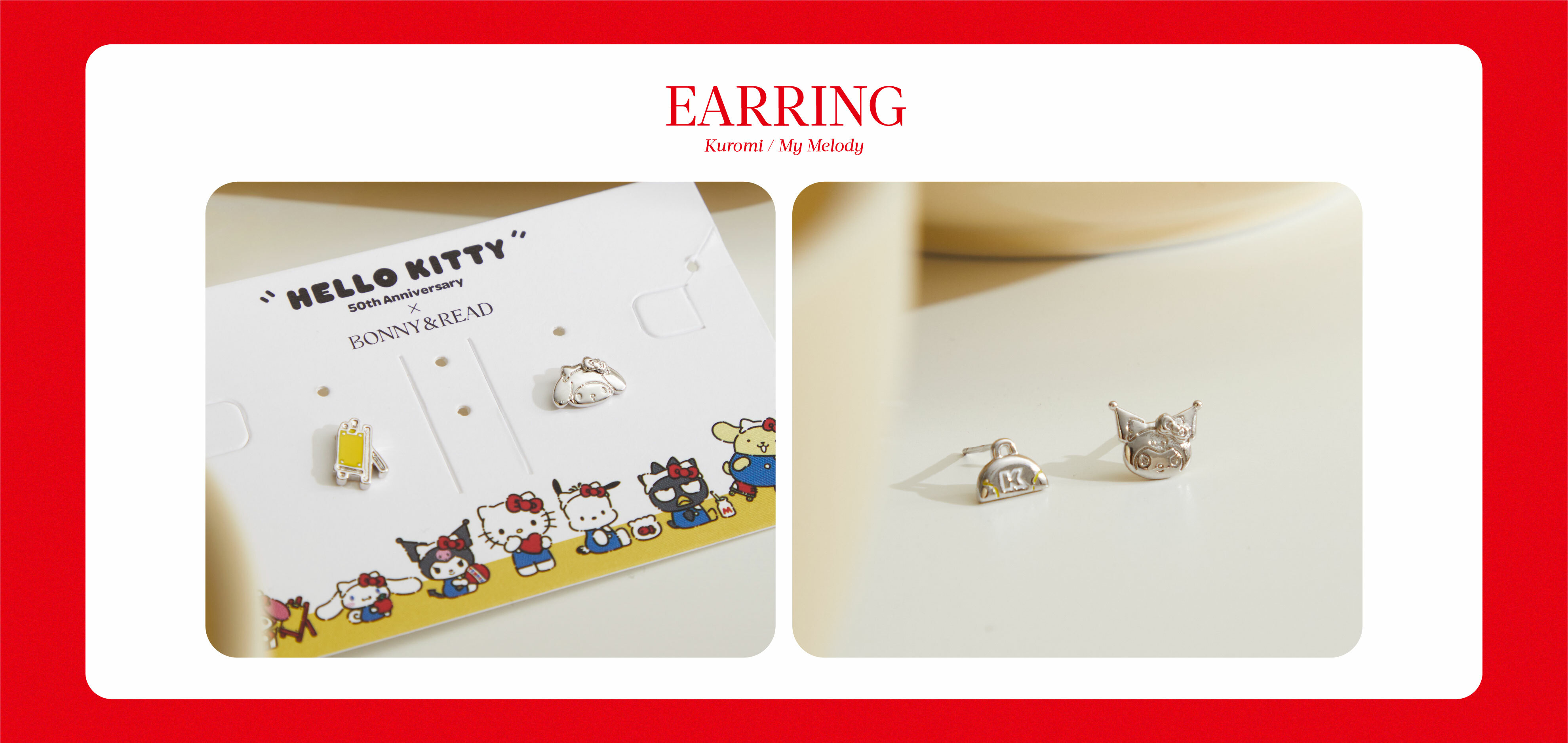 BONNY&READ X  Hello Kitty 50週年，Hello Kitty、美樂蒂、酷洛米結合50週年限定蝴蝶結， 化身夢幻飾品 萌化你的心～