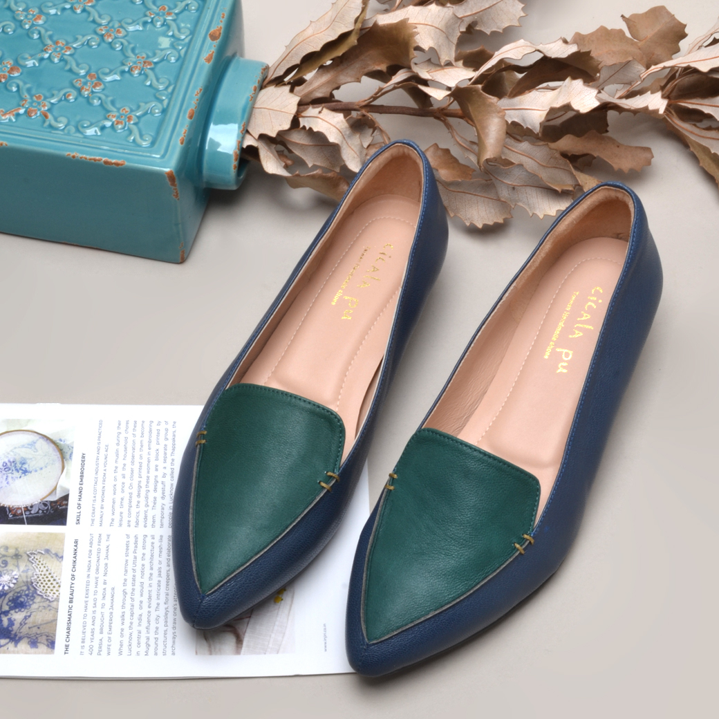 9531  軍藍  尖頭低跟鞋