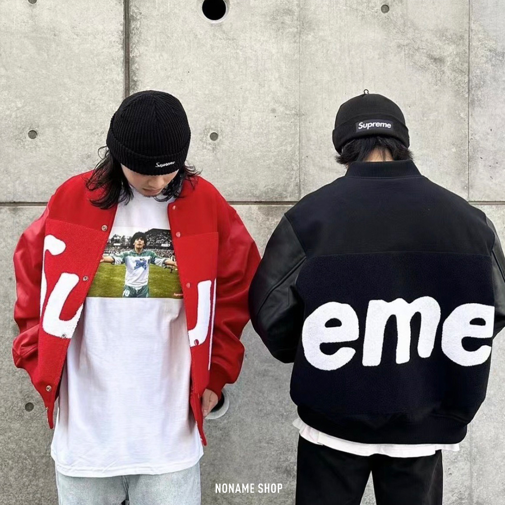 SUPREME 24SS BIG LOGO CHENILLE VARSITY JACKET 羊毛皮革棒球外 SUPREME 24SS BIG LOGO CHENILLE VARSITY JACKET 羊毛皮革棒球外